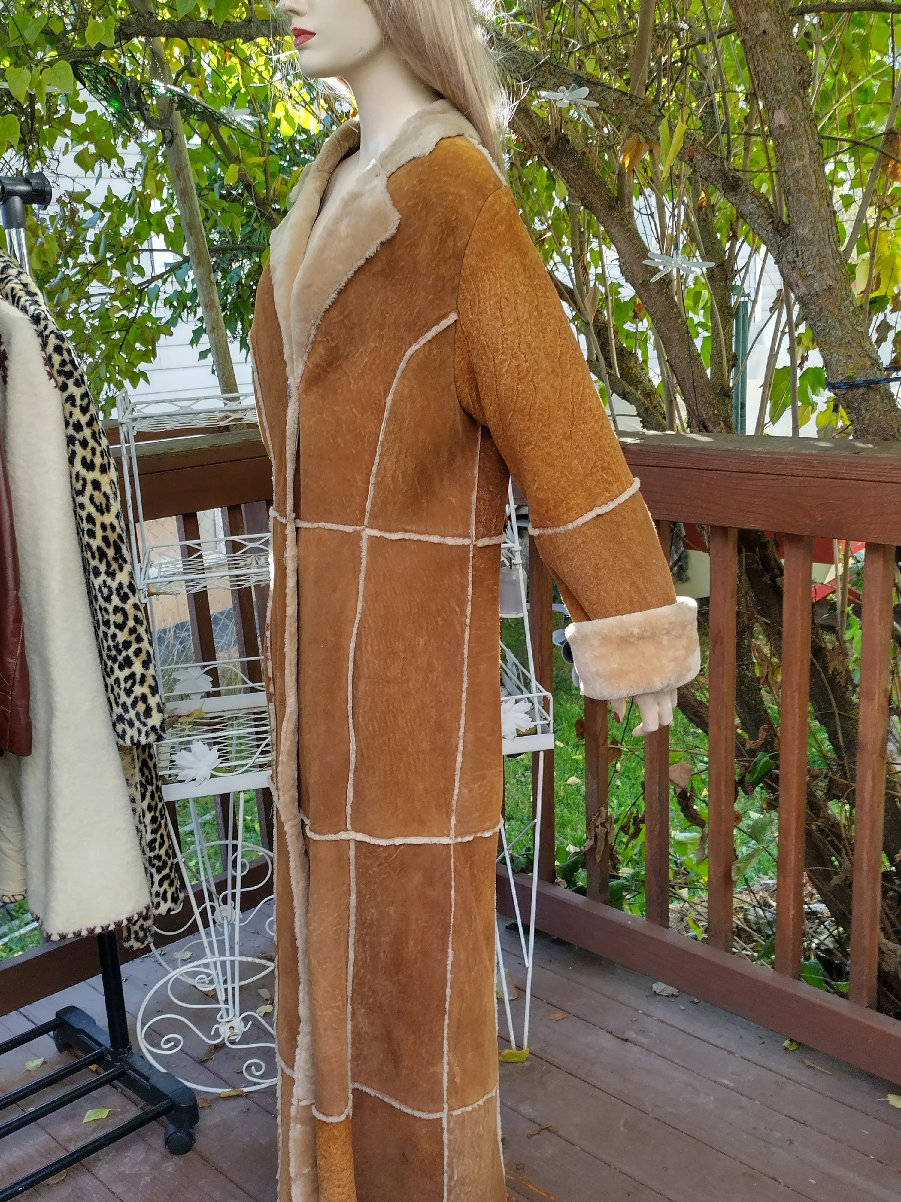 80s/90s Luxurious Floor Length Patch Suede Shearling Coat By The Keenan Leather Company Uk - Image 7