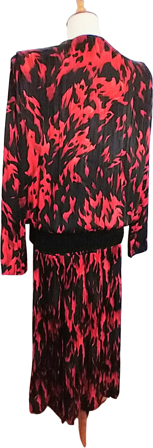 80s/90s Luxury 2pc Jaquard Pleated Silk Ensemble By Norma Waters - Image 2