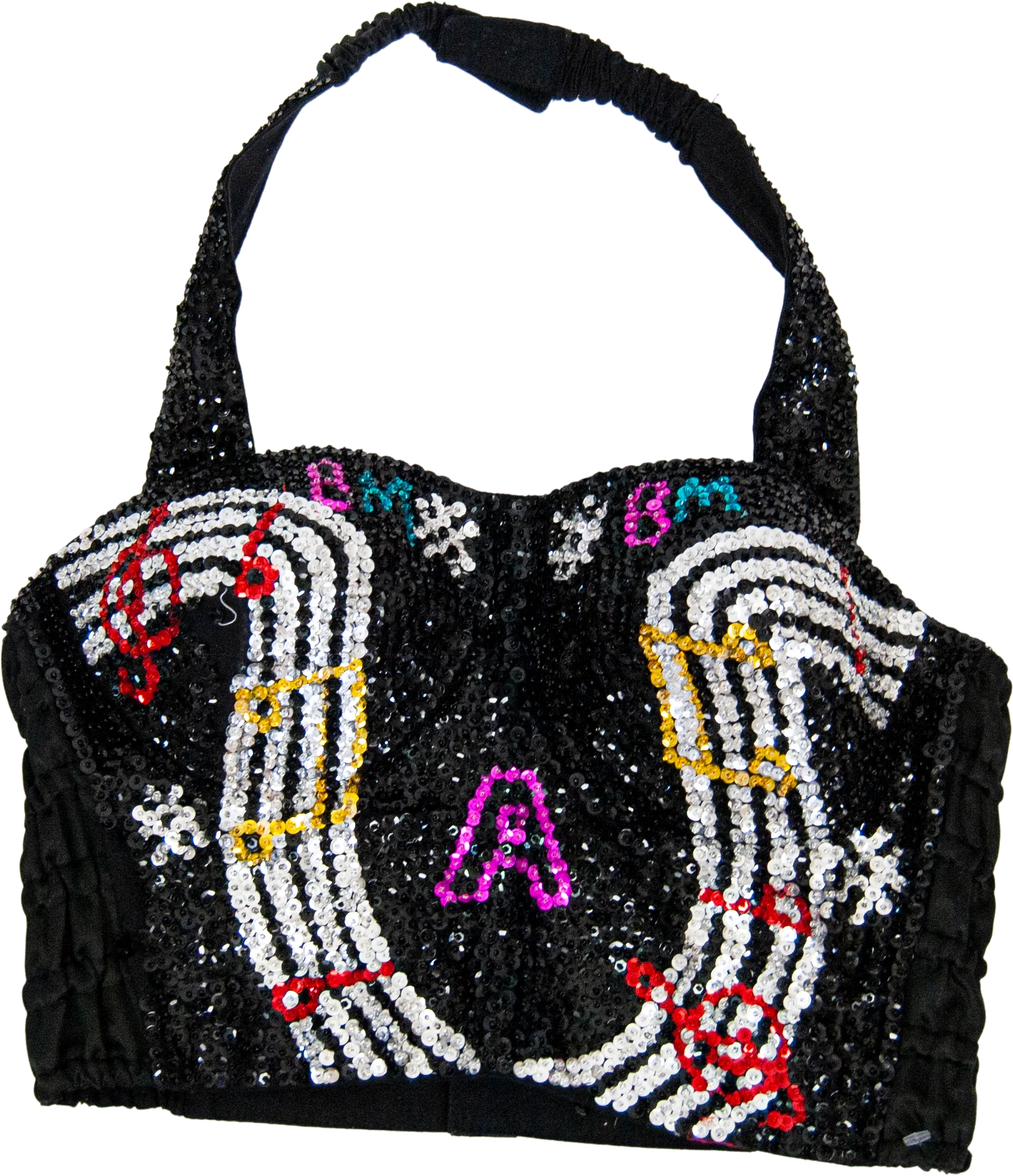 80s/90s Majorette Sequin Halter Corset Blouse By Fashion Fantasy