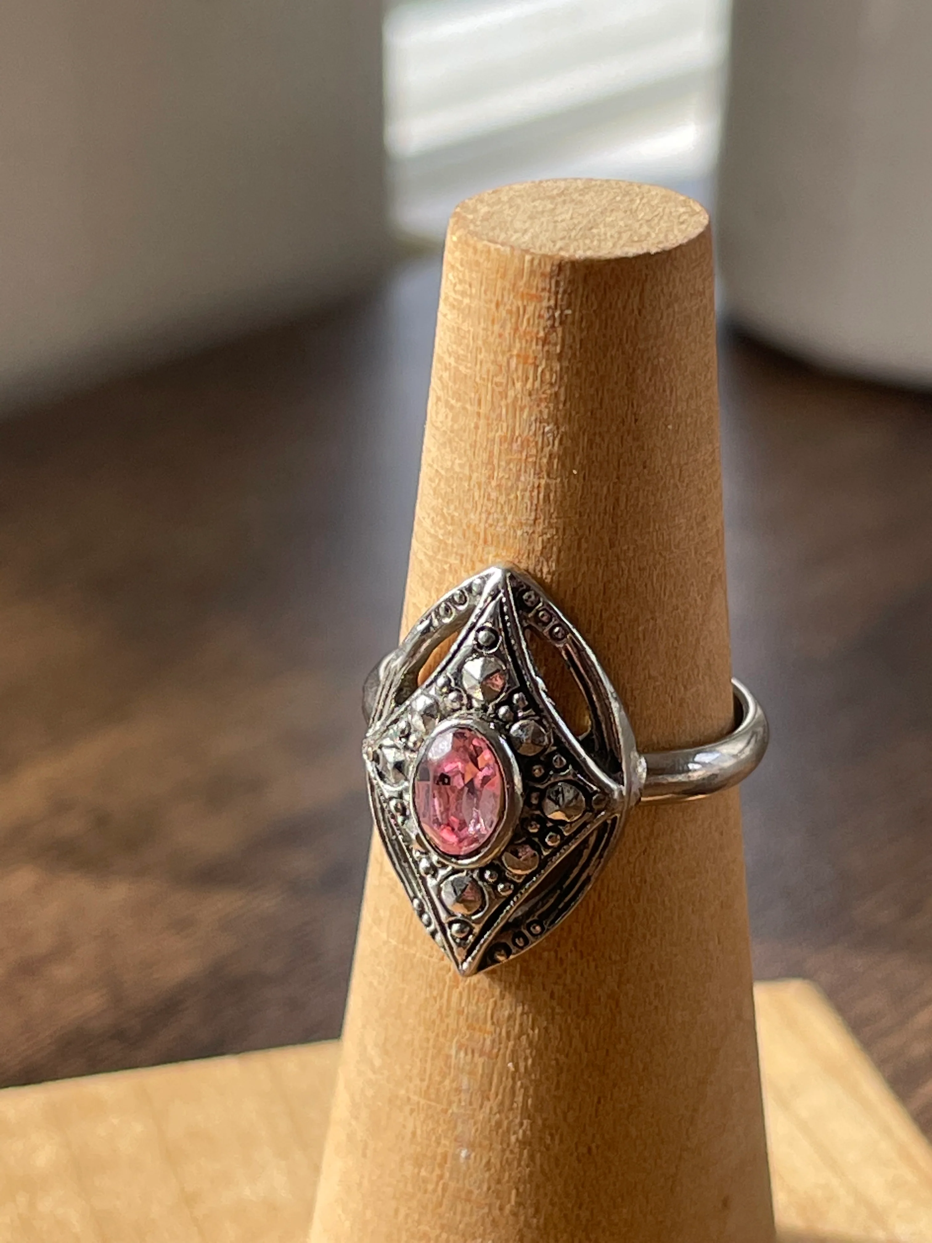 80s/90s Marcasite And Rhinestone Cocktail Ring By Avon - Image 3