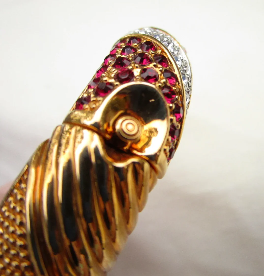 80s/90s Mcm Red And Clear Rhinestone Bangle Bracelet By Jbk / Camrose & Kross - Image 8