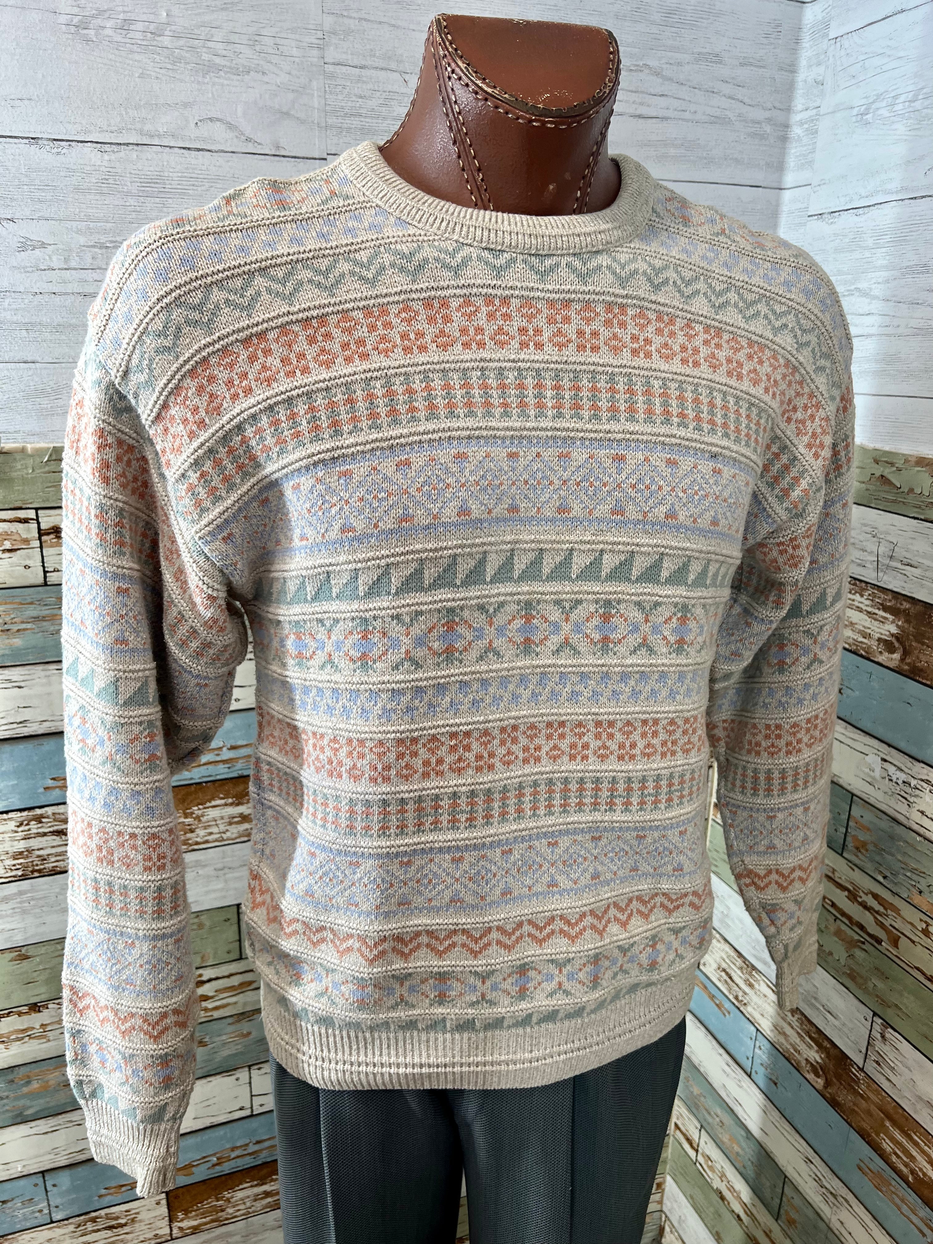 80s/90s Men Multicolor Pastel Crewneck Sweater By Jantzen - Image 5