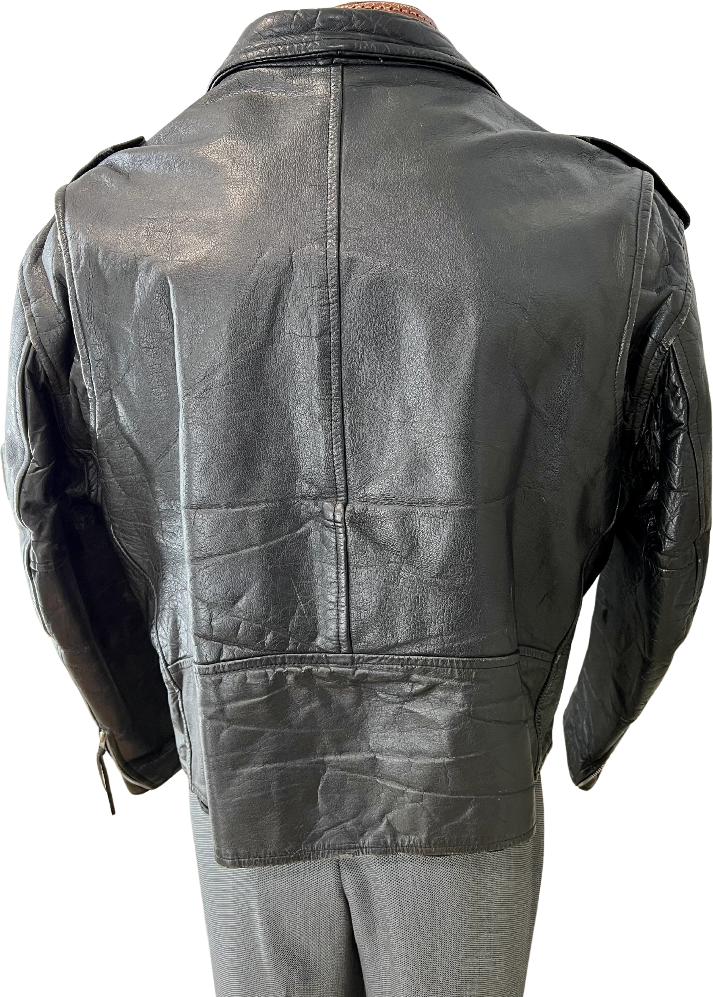 80s/90s Mens Biker Leather Jacket By Unik Leather Apparel - Image 2