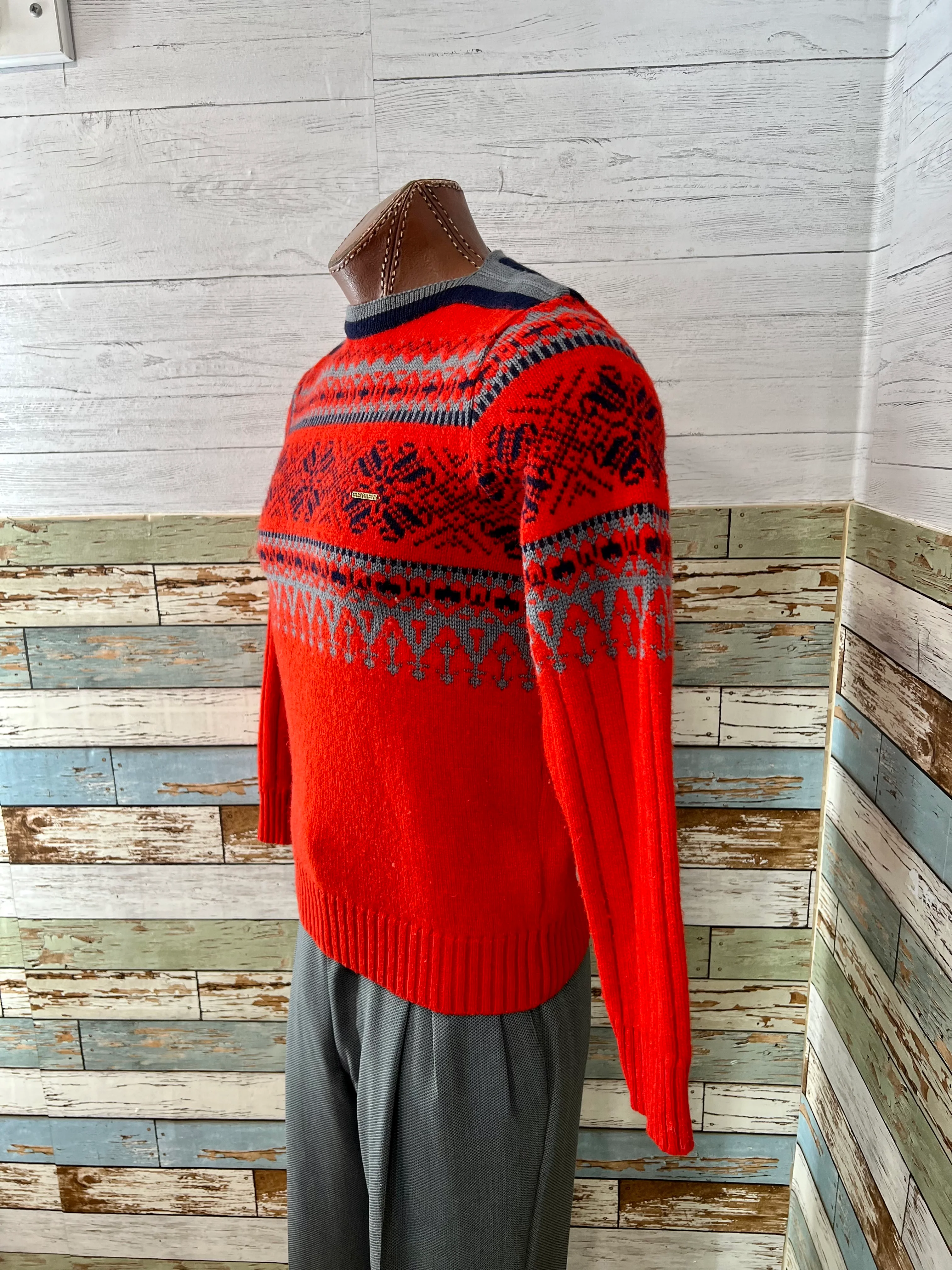 80s/90s Mens Crew Neck Sweater Nordic Style By Geiger Tyrol Australia - Image 6