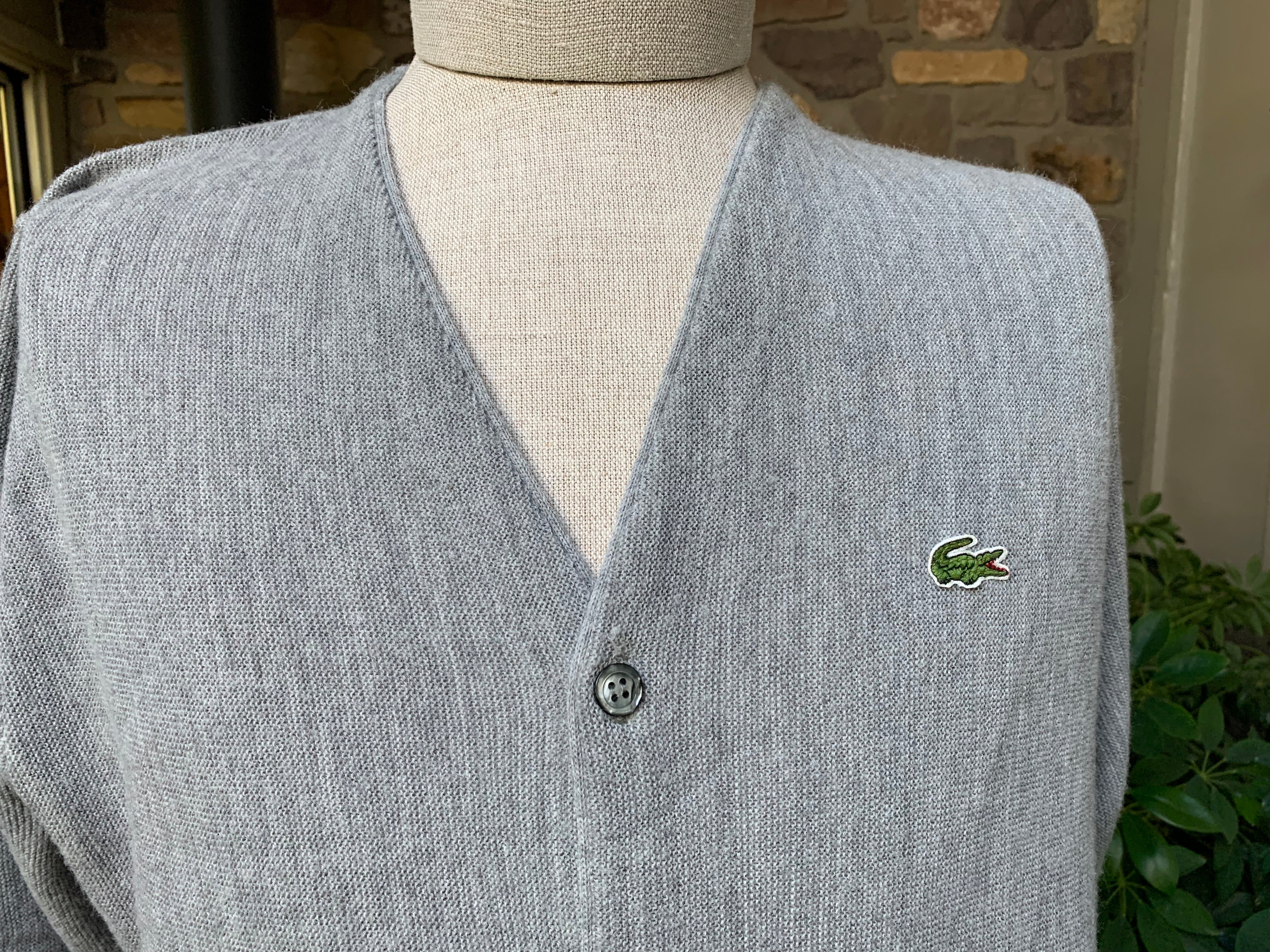 80s/90s Men's Gray Acrylic Button Front Cardigan Sweater By Izod Lacoste - Image 3