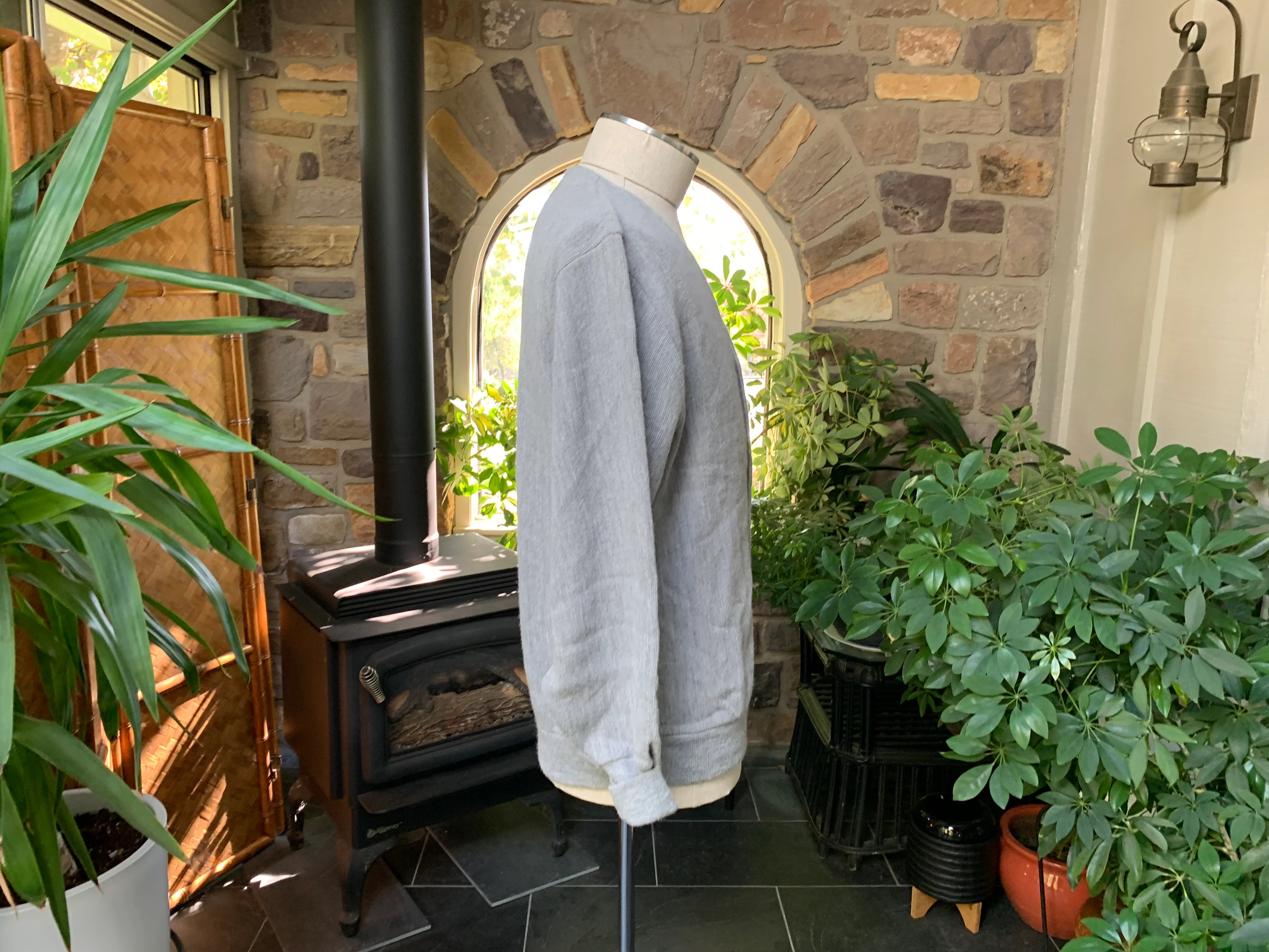 80s/90s Men's Gray Acrylic Button Front Cardigan Sweater By Izod Lacoste - Image 8
