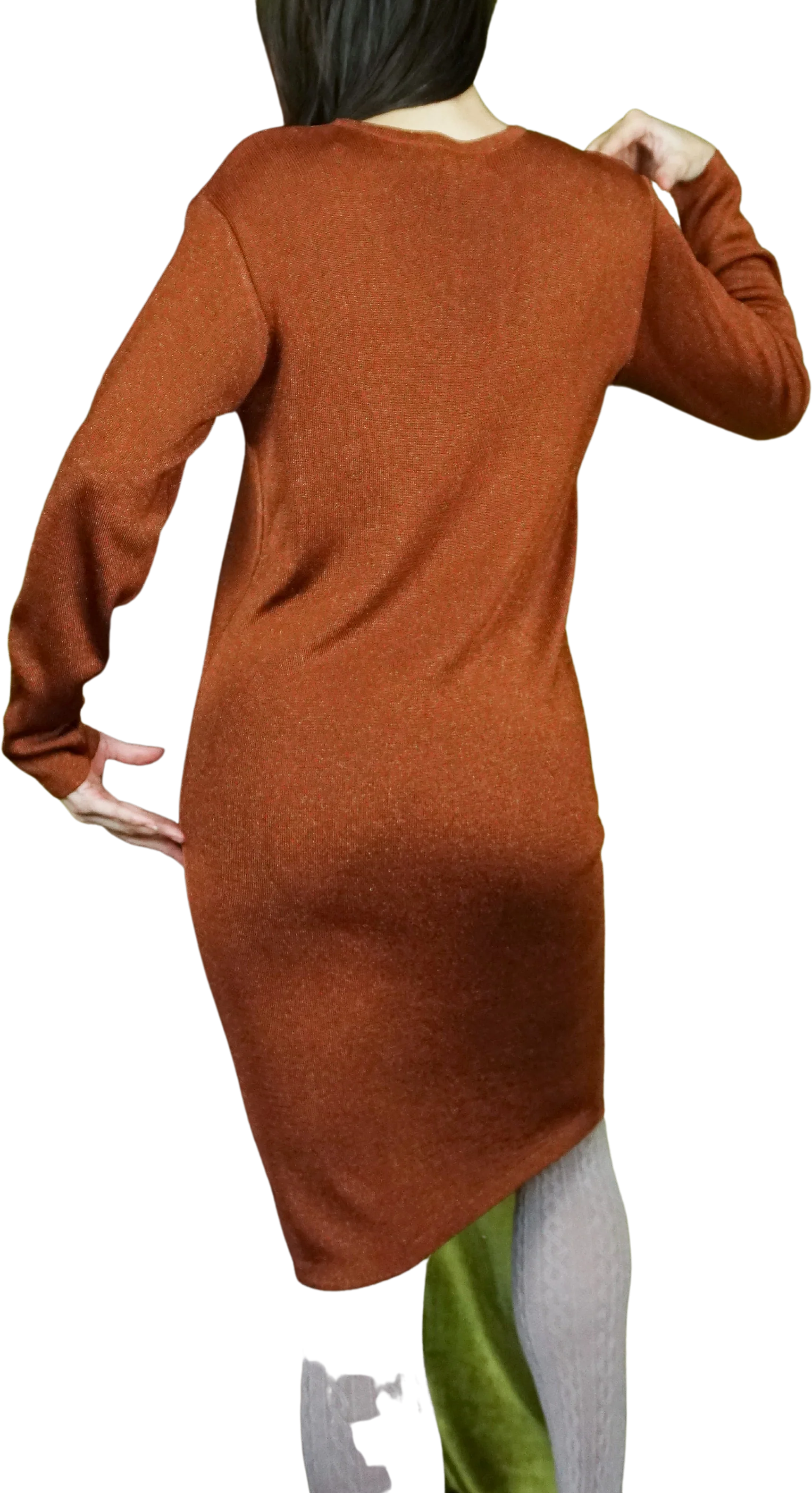 80s/90s Metallic Copper Bronze Sweater Knit Sheath Dress By Liz Claiborne Dresses - Image 2