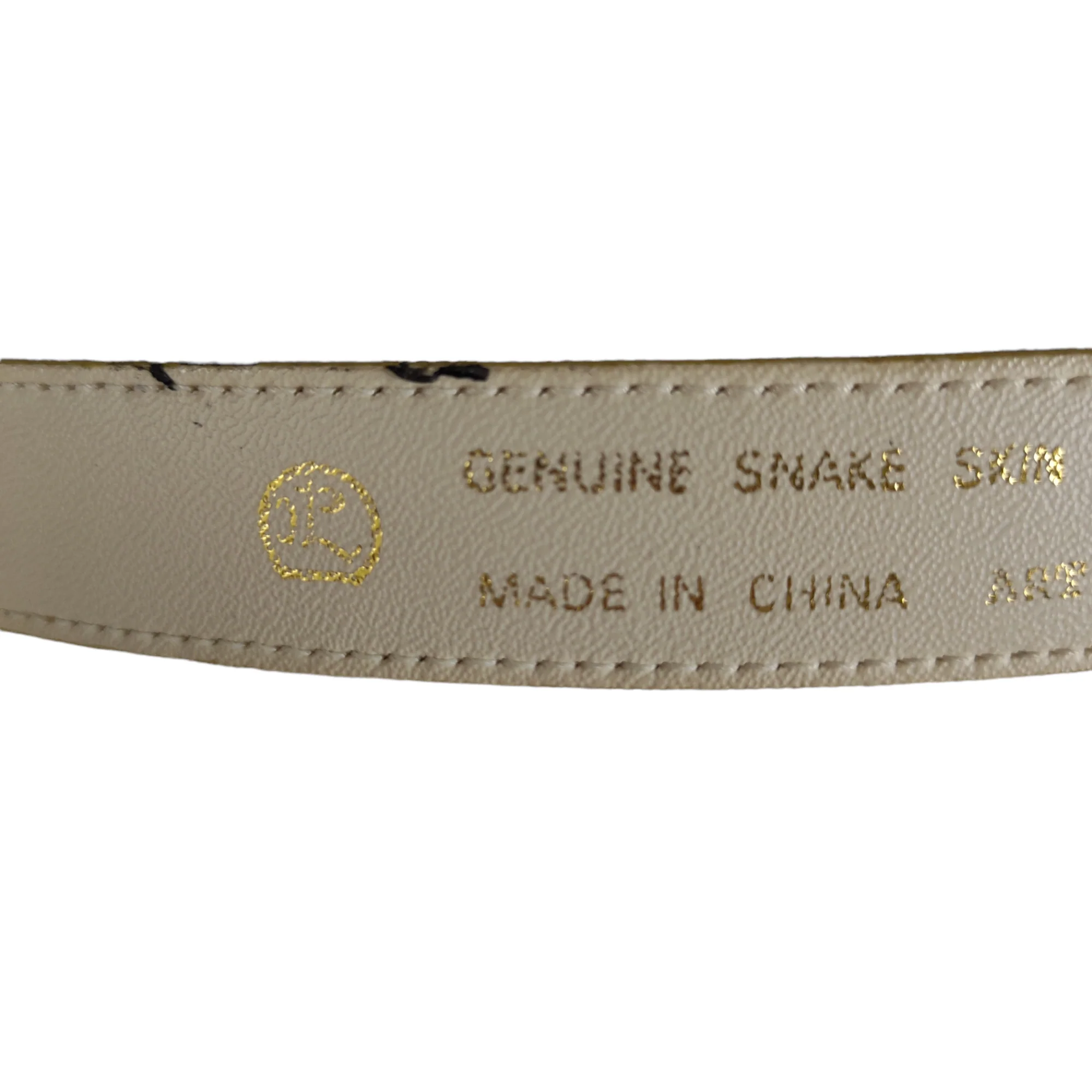 80s/90s Metallic Gold Slim Snakeskin Leather Belt - Image 15