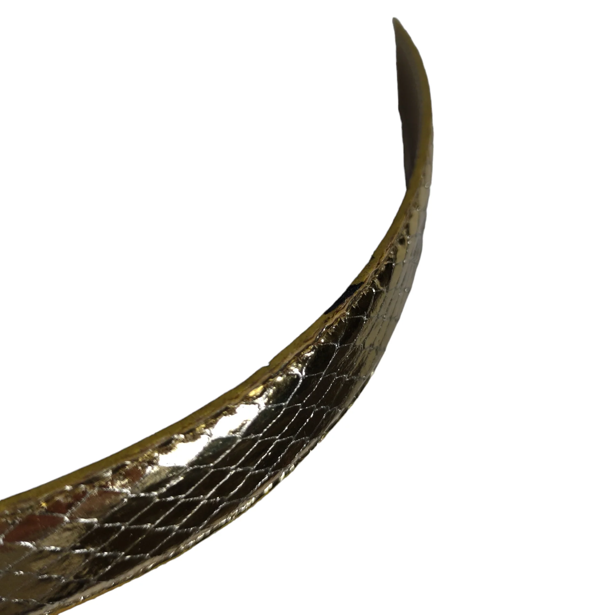 80s/90s Metallic Gold Slim Snakeskin Leather Belt - Image 8