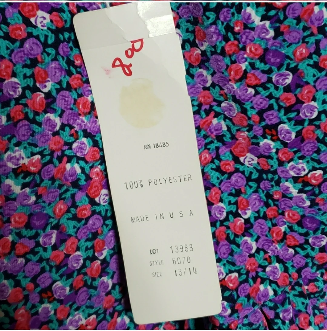 80s/90s Mini Ditsy Floral Peplum Dress By Jody - Image 10