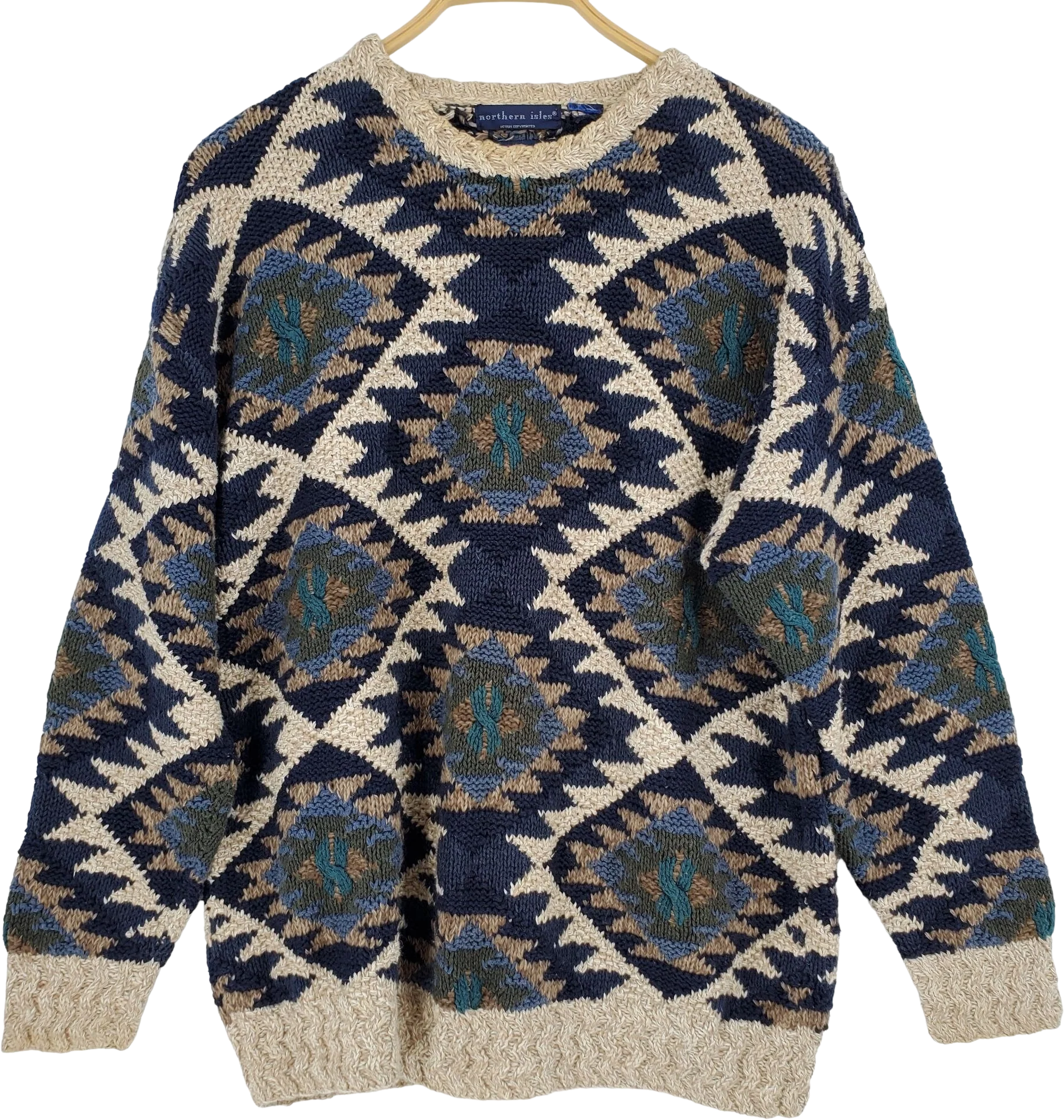 Mix Combo Hand Knit Crewneck Sweater by Northern Isles