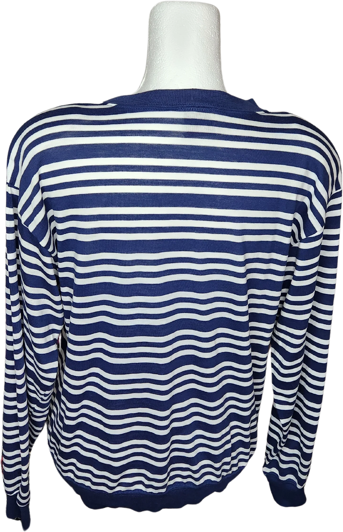80s/90s Navy Blue And White Striped Nautical Shirt By Chic - Image 2