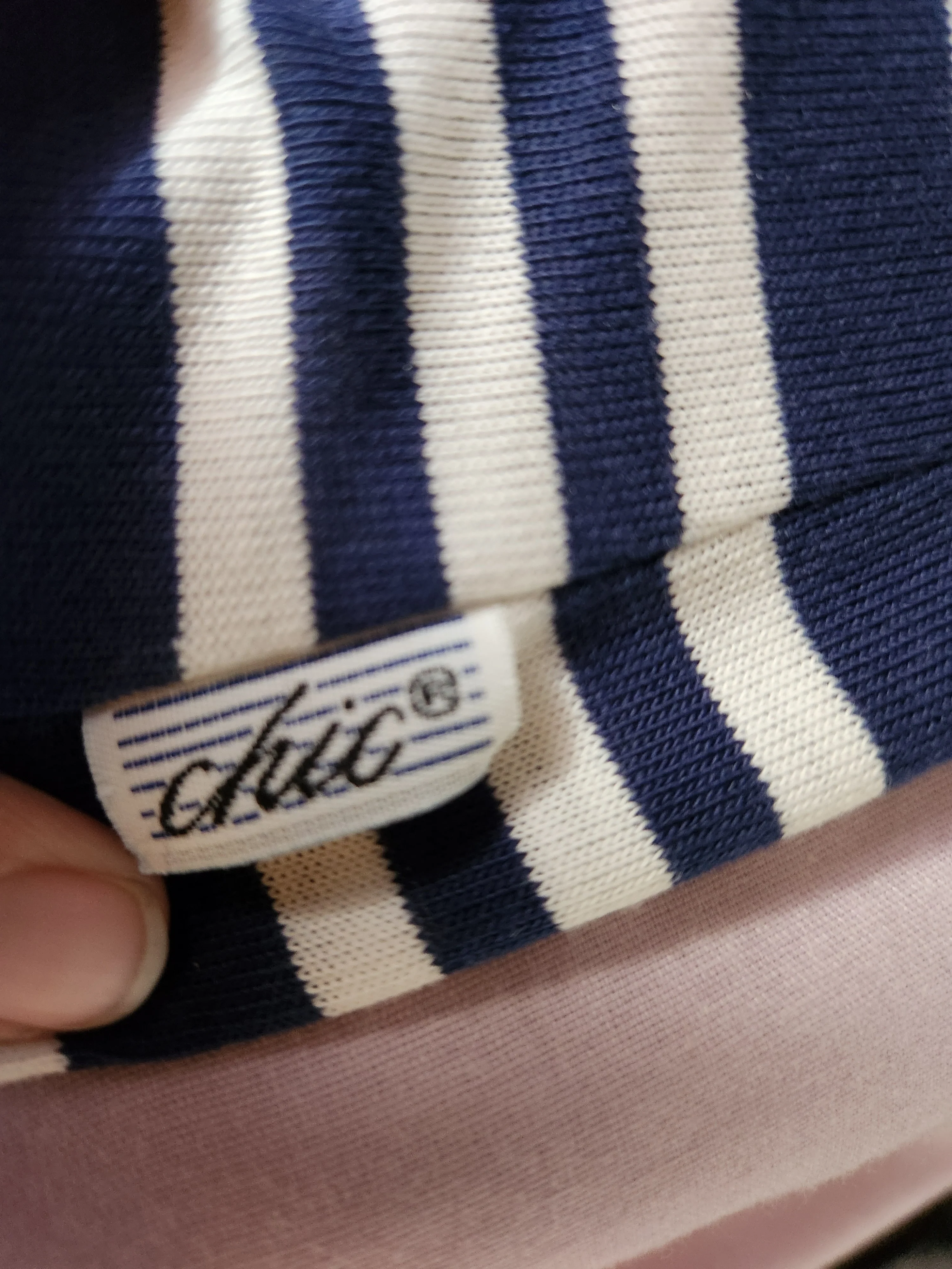 80s/90s Navy Blue And White Striped Nautical Shirt By Chic - Image 7