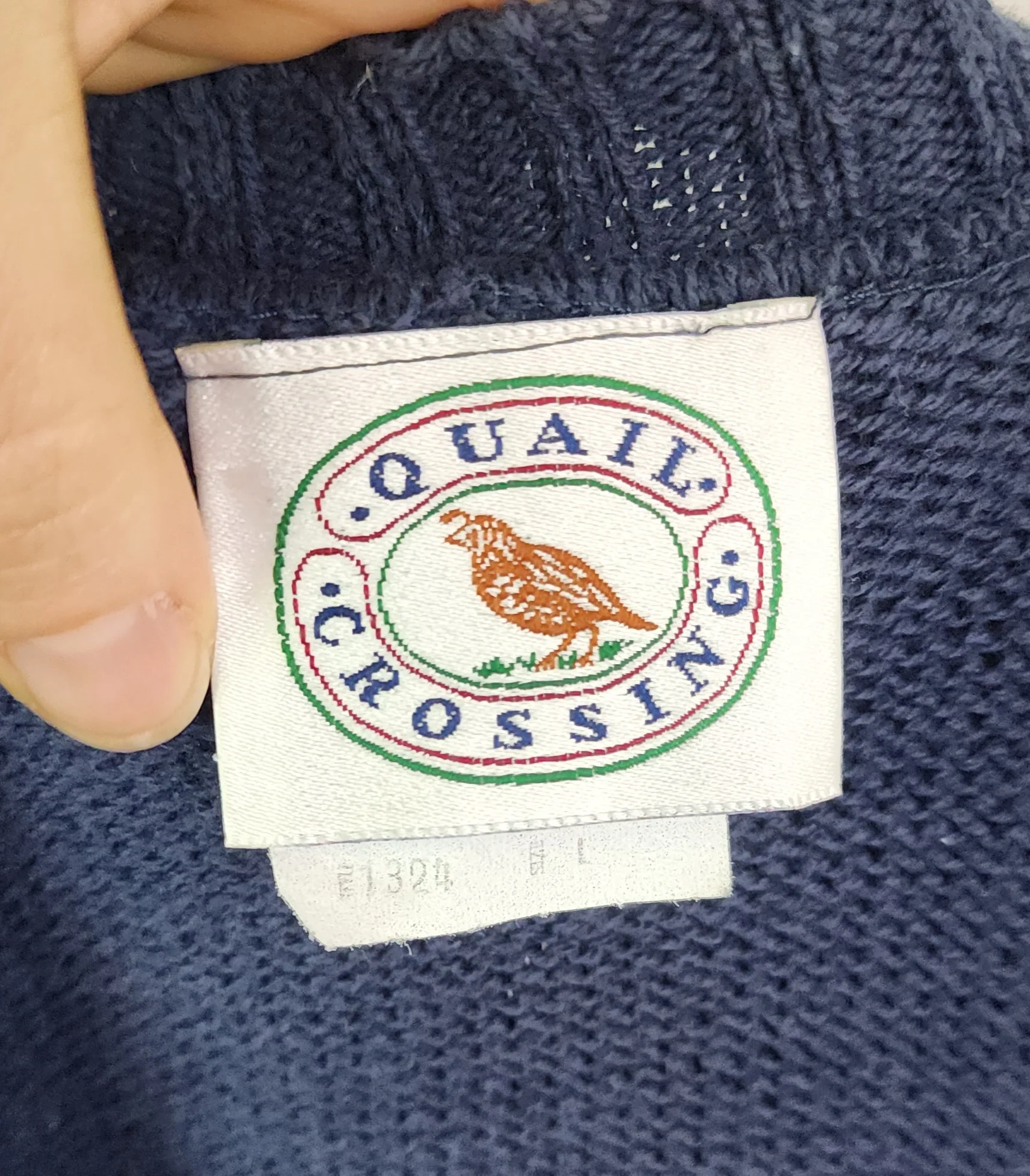 80s/90s Navy Blue Sweater Vest Button Front Yellow Purple By Quail Crossing - Image 4