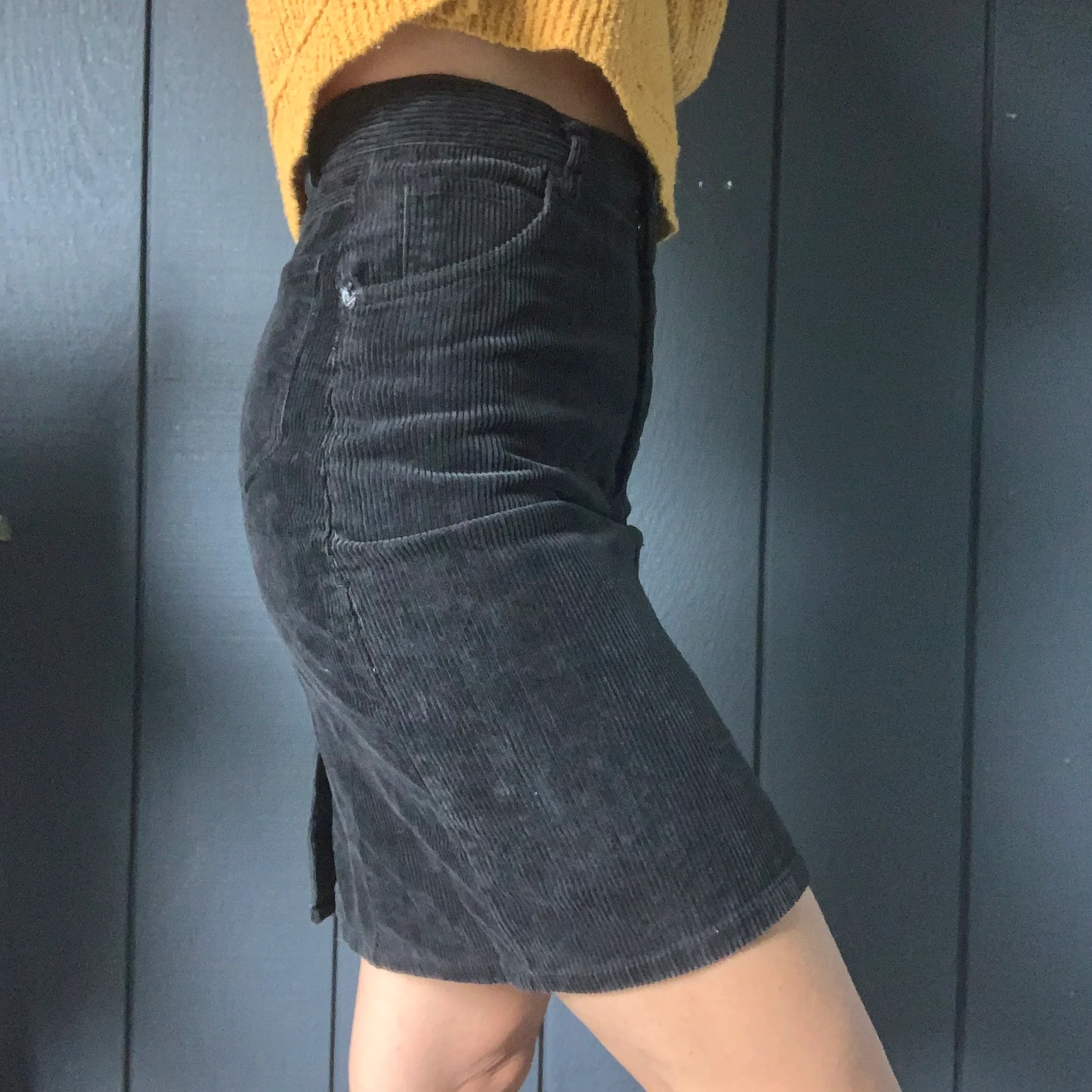 80s/90s Navy High-rise Corduroy Skirt By Paco Eligio - Image 4