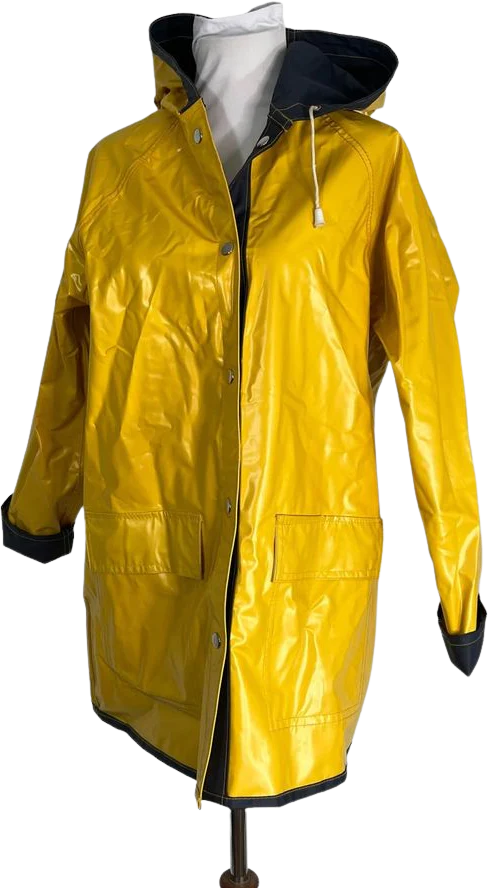 80s/90s Navy Yellow Reversible Rain Jacket Coat S/m - Image 2