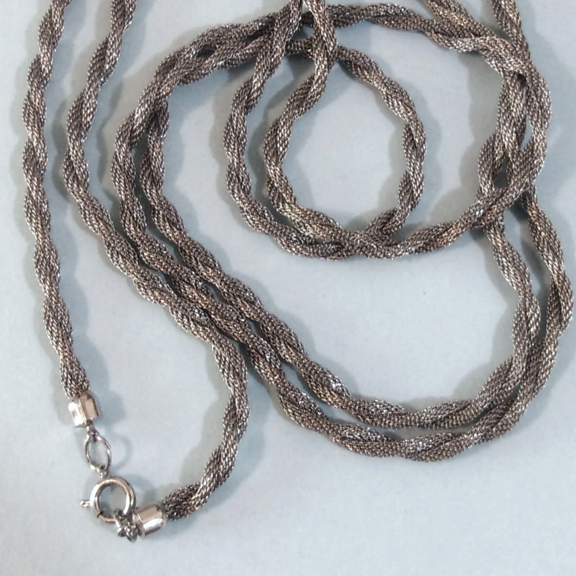 80s/90s Necklace Twisted Silvertone Mesh - Image 5