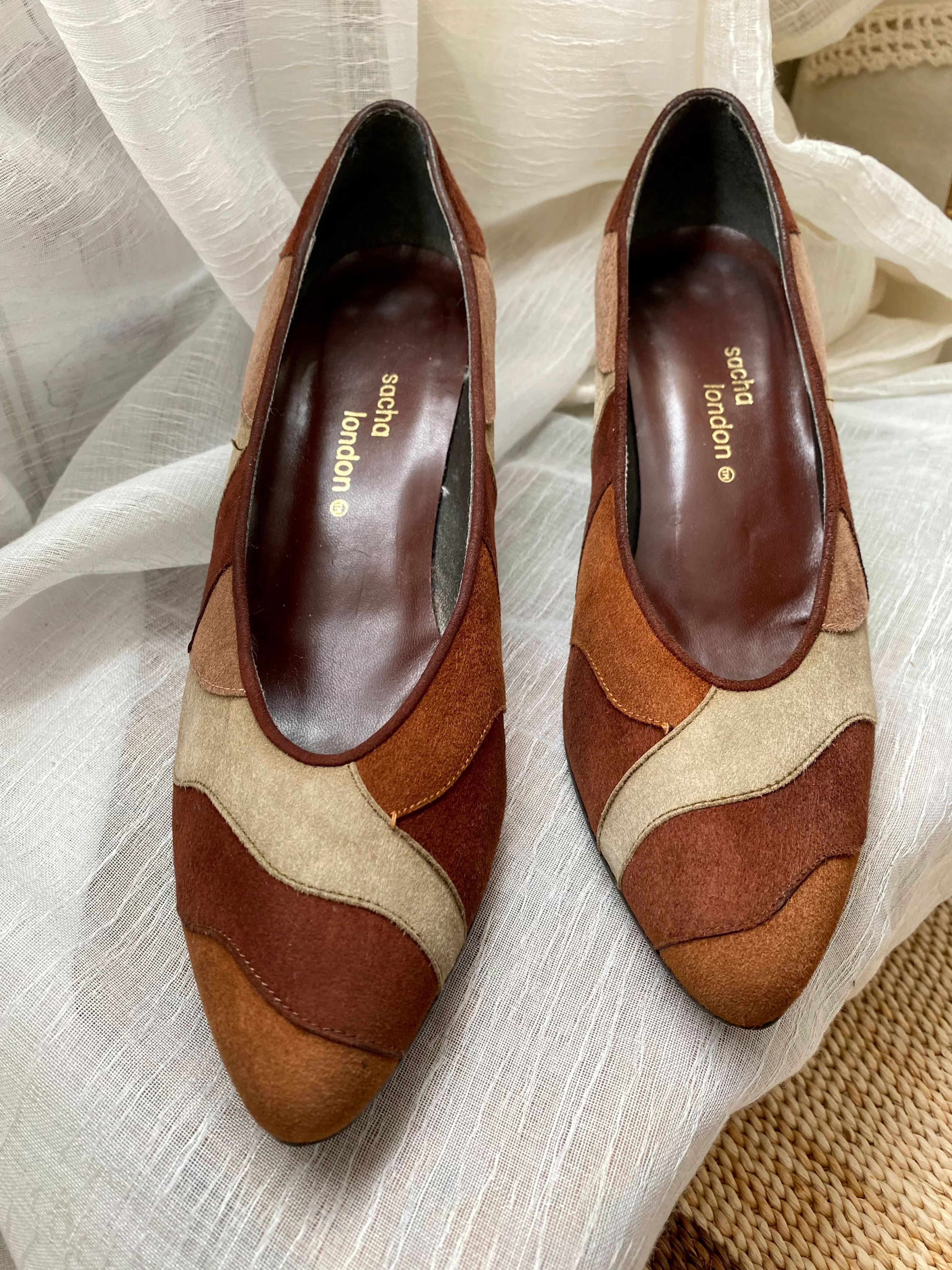 80s/90s Neutral Patchwork Pumps By Sacha London - Image 5