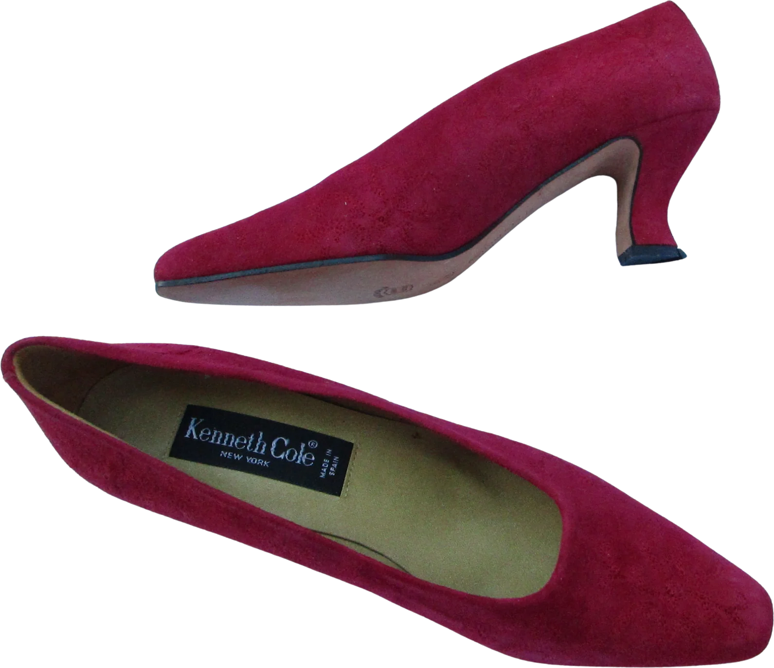 80s/90s Red Suede Shoes With Louis Heels Unworn N I B Deco By Kenneth Cole