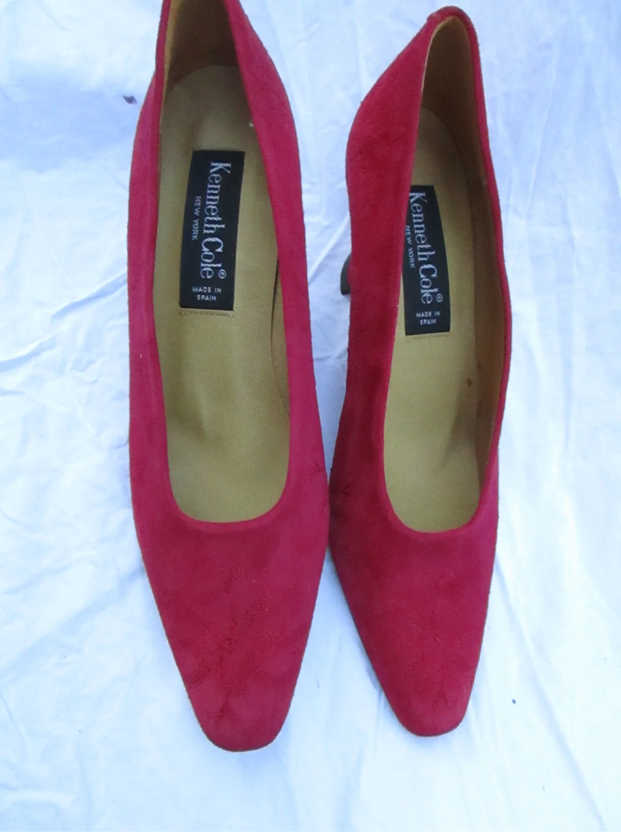 80s/90s Red Suede Shoes With Louis Heels Unworn N I B Deco By Kenneth Cole - Image 7