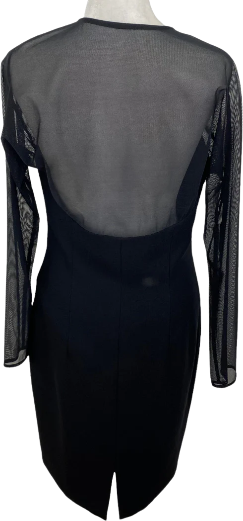 80s/90s Black Mesh Long Sleeve Zip Front Dress by A.j. Bari - Image 2