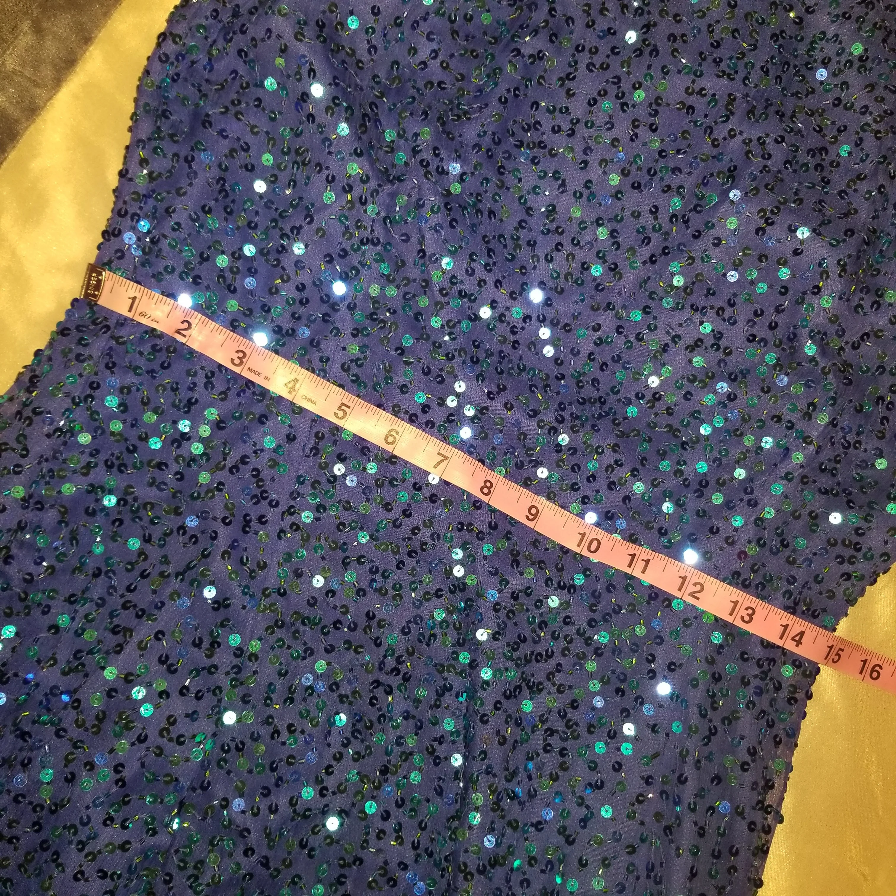 80s/90s Nwt Purple Beaded Halter Gown With Teal Sequins By Laurence Kazar - Image 10