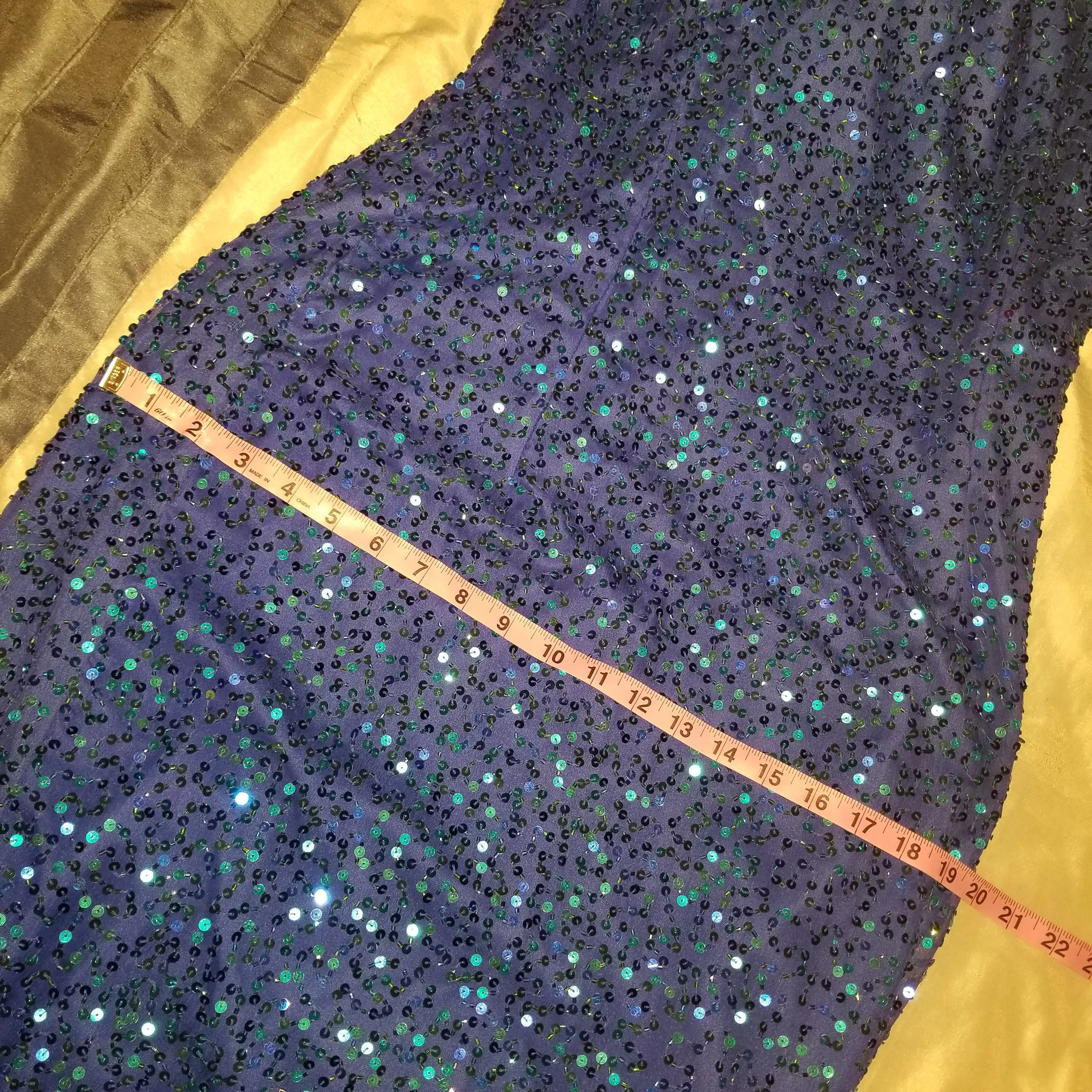 80s/90s Nwt Purple Beaded Halter Gown With Teal Sequins By Laurence Kazar - Image 11