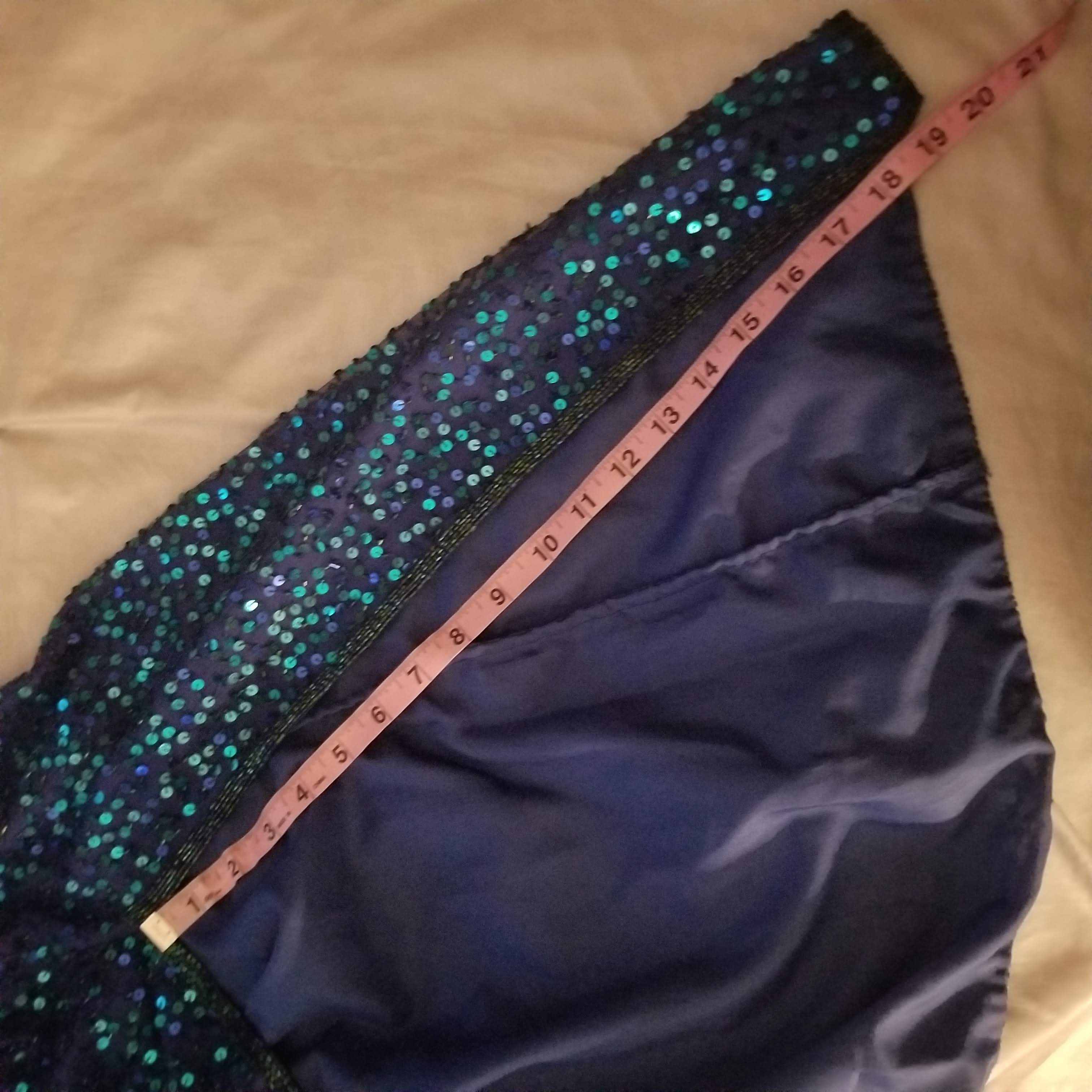 80s/90s Nwt Purple Beaded Halter Gown With Teal Sequins By Laurence Kazar - Image 12