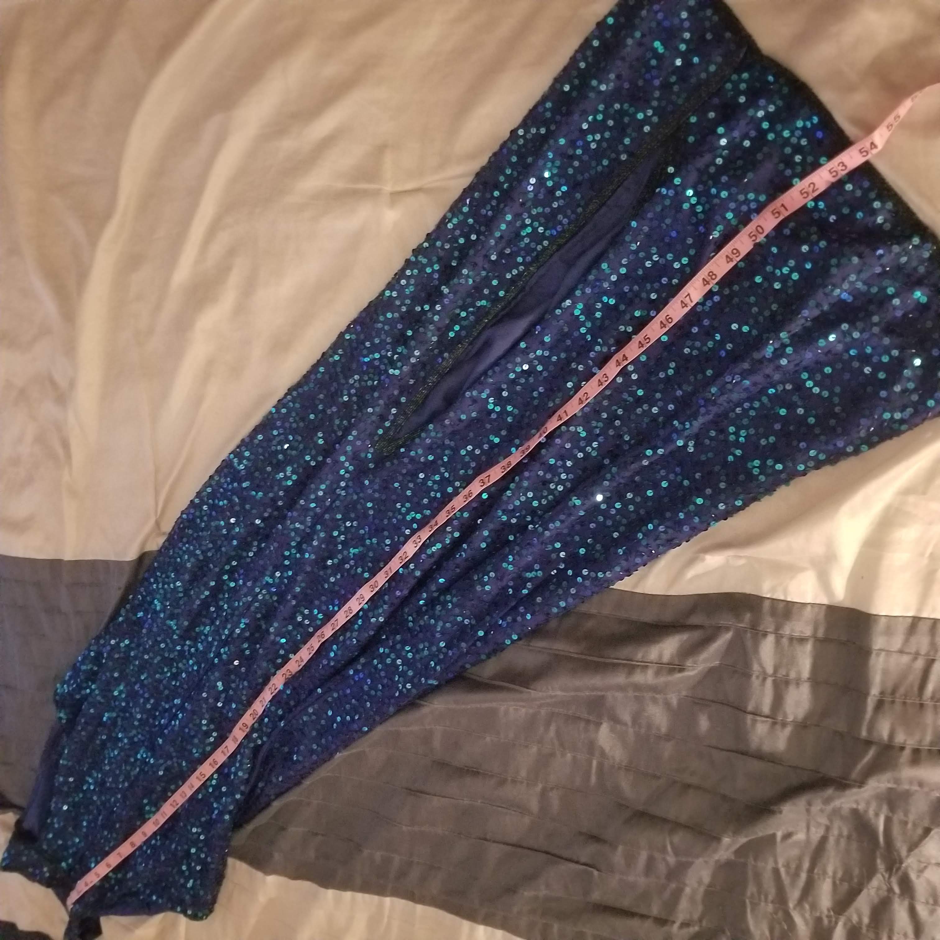 80s/90s Nwt Purple Beaded Halter Gown With Teal Sequins By Laurence Kazar - Image 13
