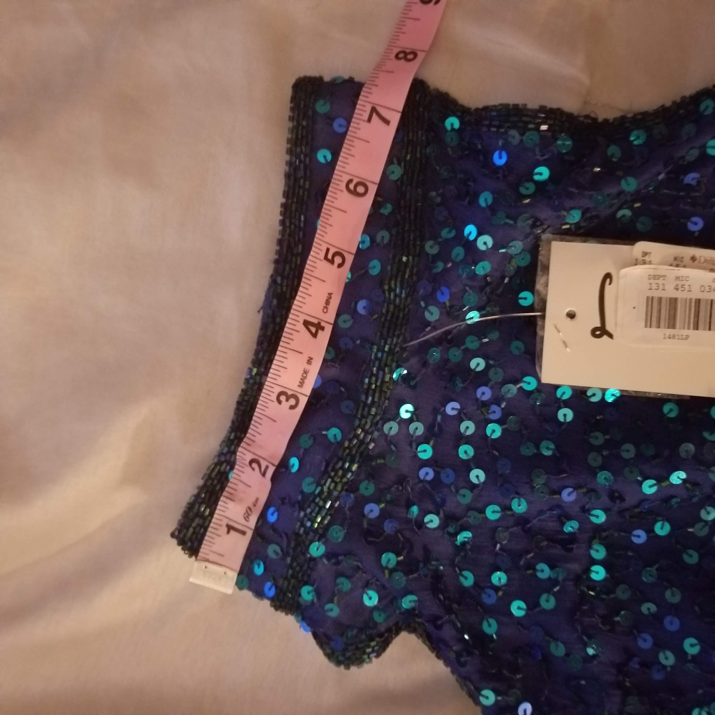 80s/90s Nwt Purple Beaded Halter Gown With Teal Sequins By Laurence Kazar - Image 8