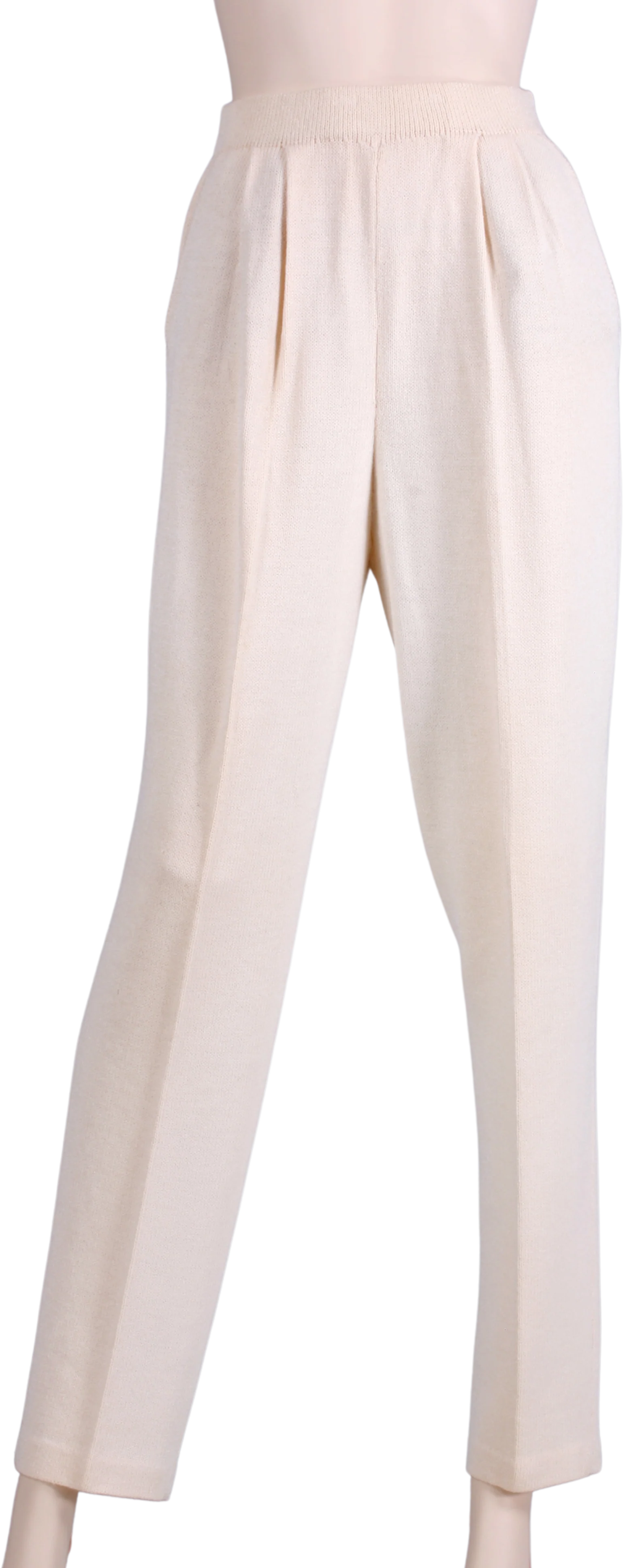 80s/90s Off White Santana Wool Knit Pants W Pockets By St. John Basics