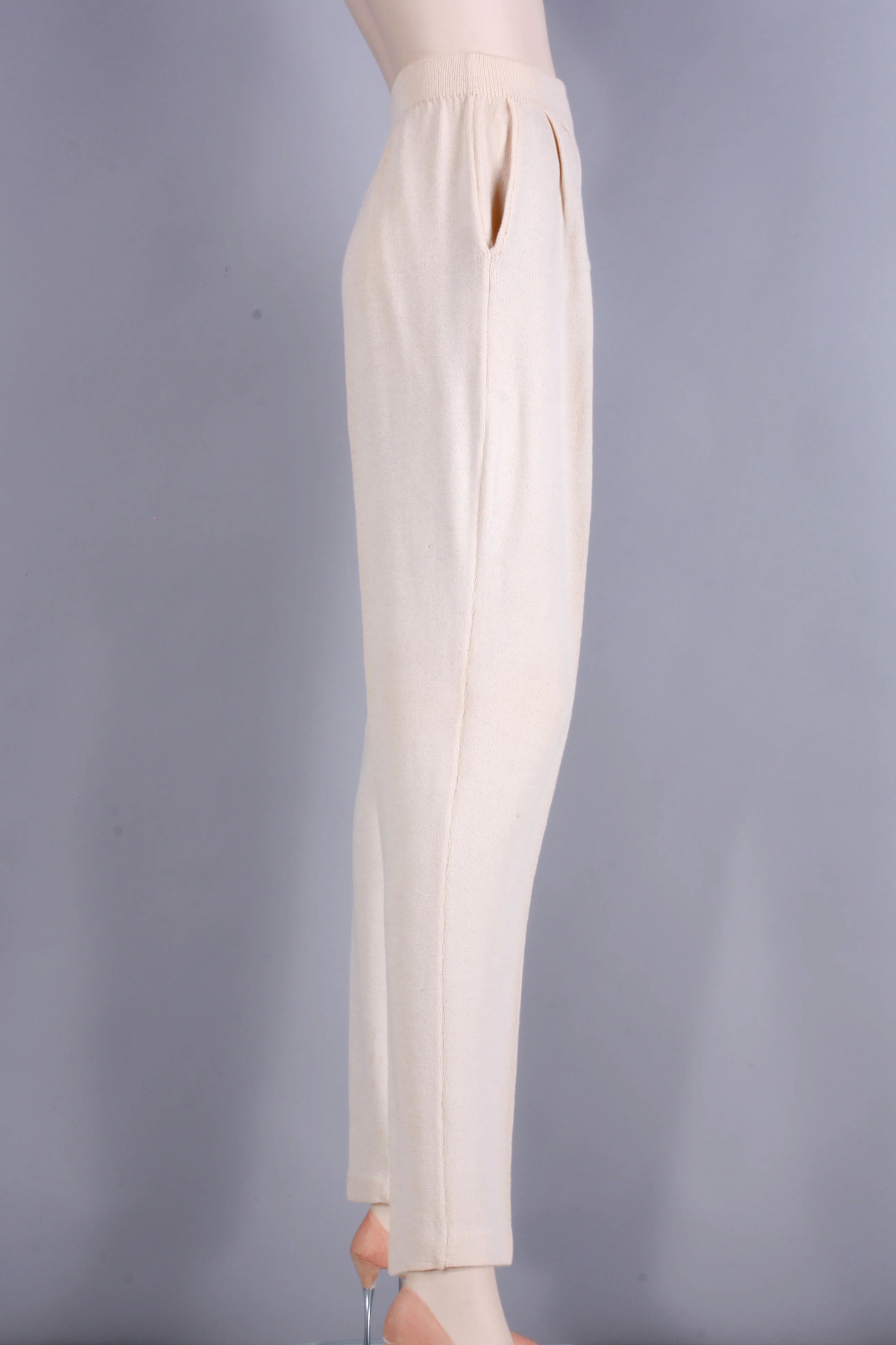 80s/90s Off White Santana Wool Knit Pants W Pockets By St. John Basics - Image 4