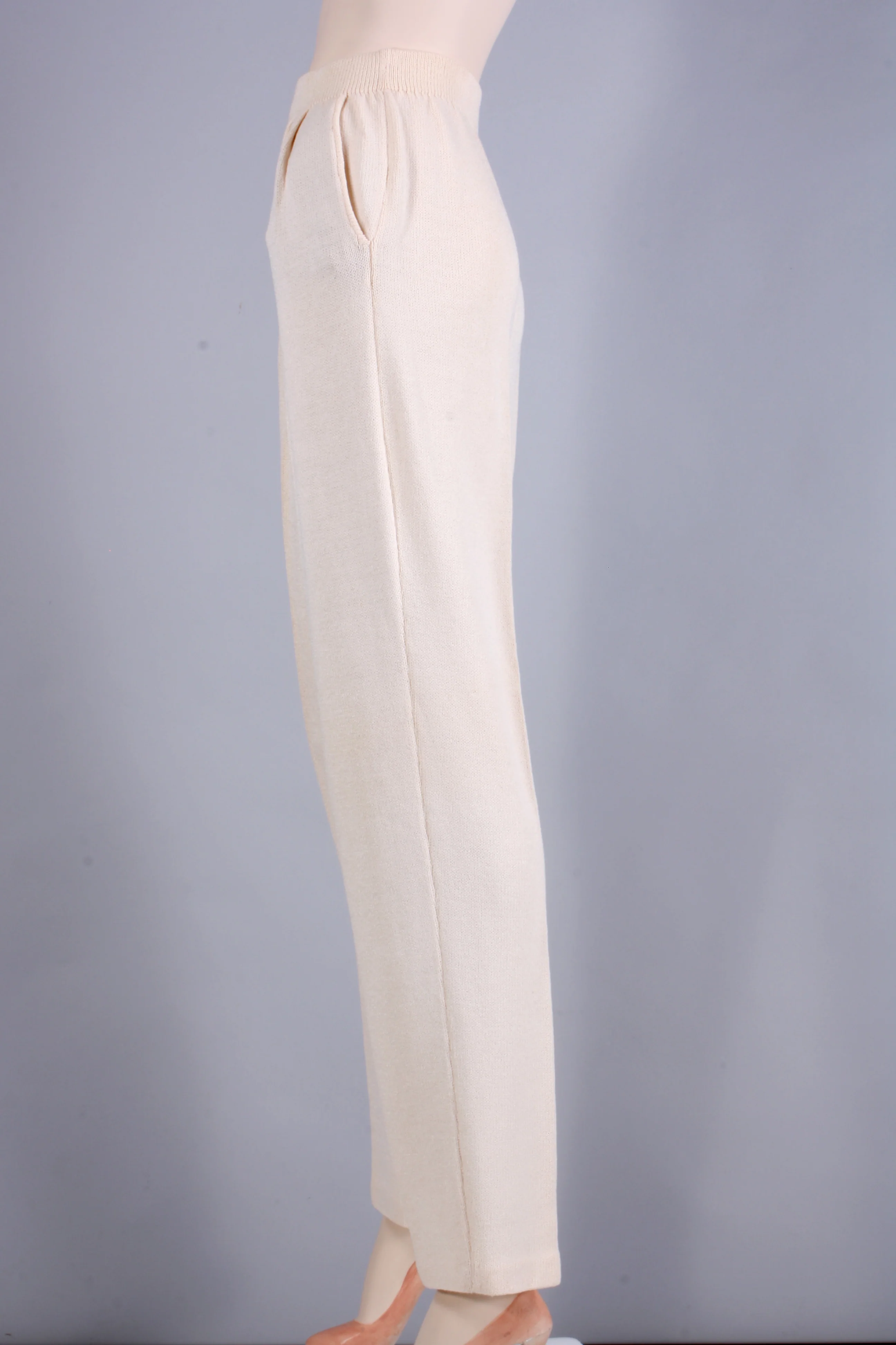 80s/90s Off White Santana Wool Knit Pants W Pockets By St. John Basics - Image 5