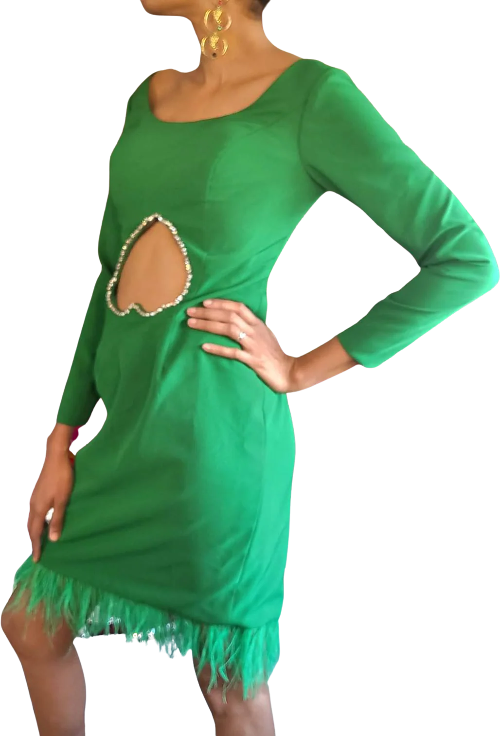 80s/90s One Of A Kind Whimsical Satin And Feather Dress - Image 2