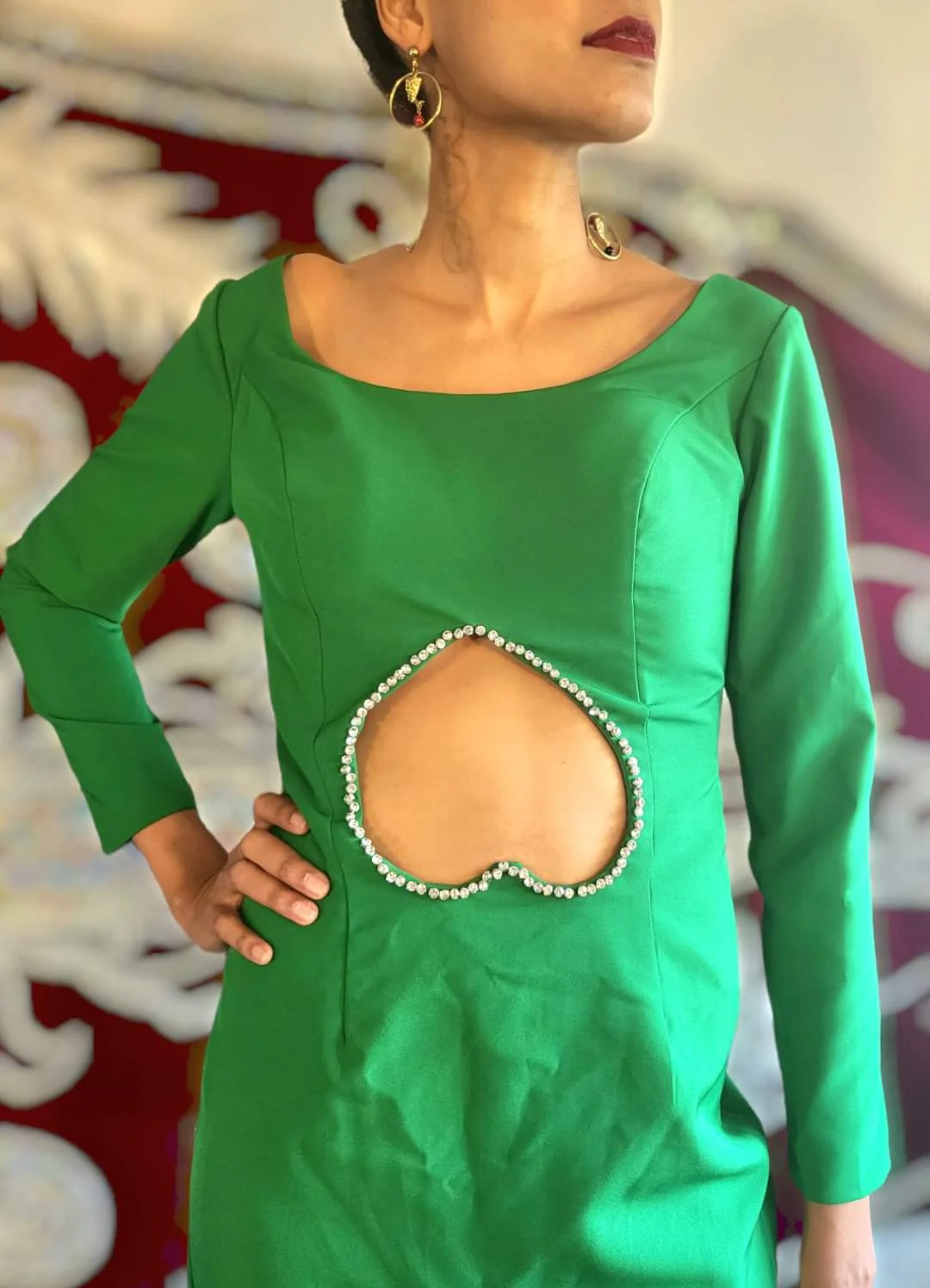 80s/90s One Of A Kind Whimsical Satin And Feather Dress - Image 7