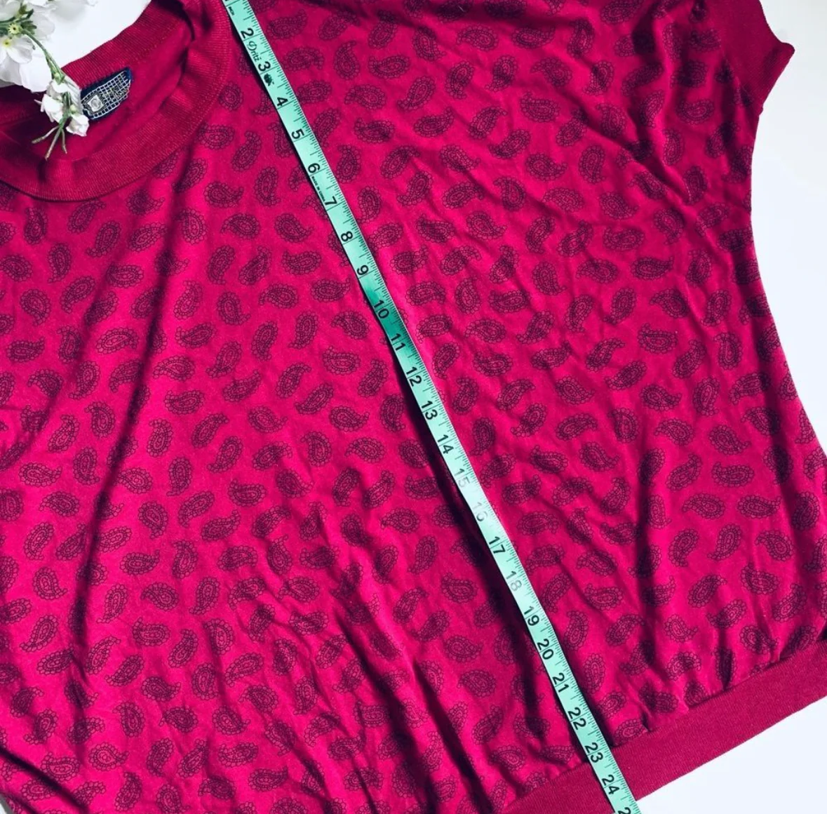 80s/90s Oversized Dark Pink Paisley Print Crewneck Top By Golden Plaza - Image 8
