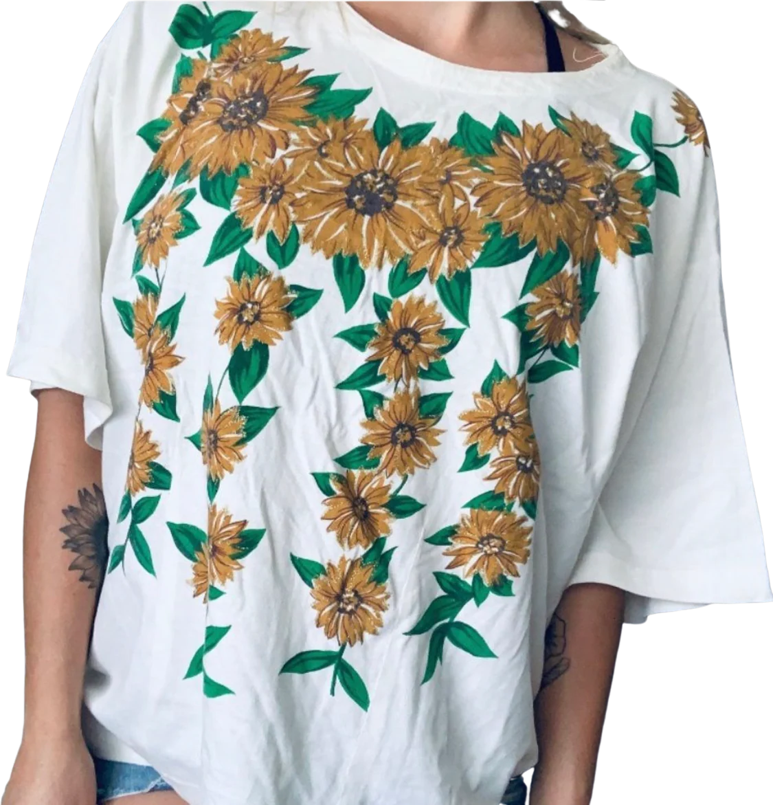 80s/90s Oversized Glitter Sunflower Slochy Graphic T-shirt By Richard Simmons - Image 2