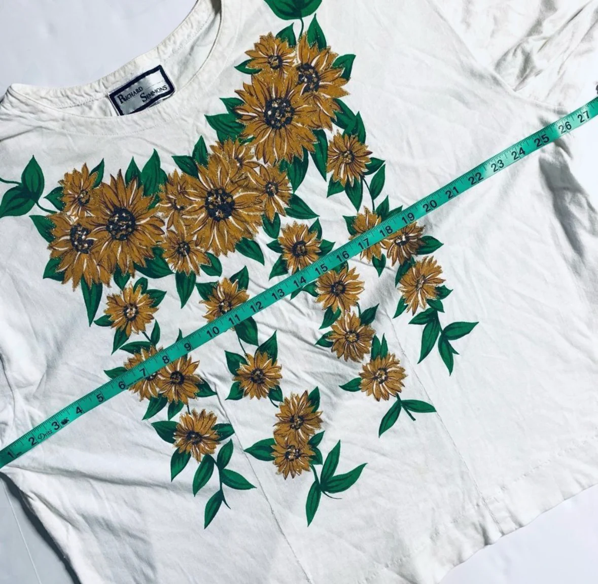 80s/90s Oversized Glitter Sunflower Slochy Graphic T-shirt By Richard Simmons - Image 5
