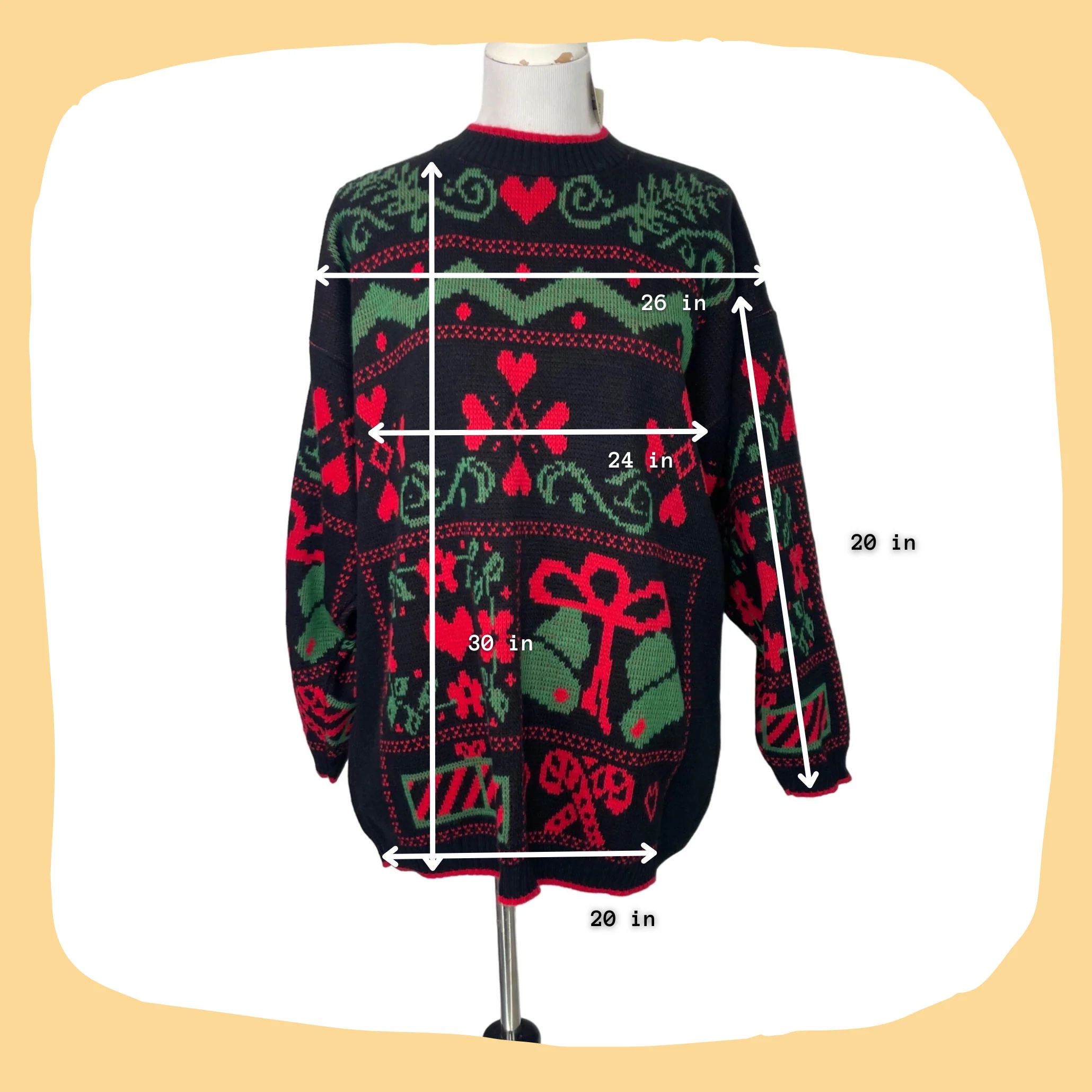 80s/90s Oversized Long Black Ugly Holiday Pullover Sweater By Cabin Creek - Image 3