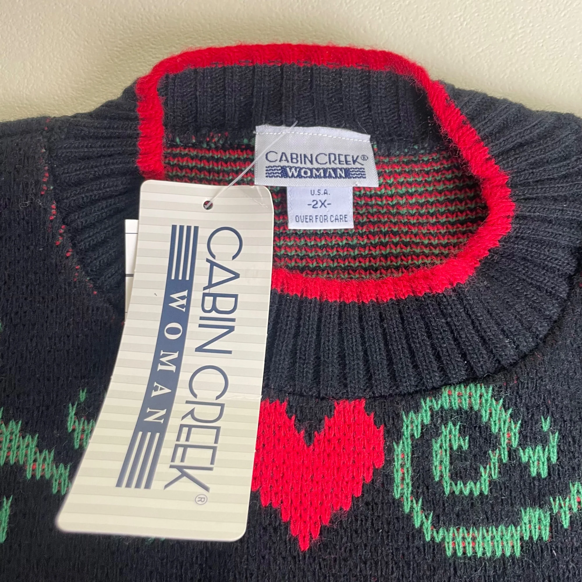 80s/90s Oversized Long Black Ugly Holiday Pullover Sweater By Cabin Creek - Image 4