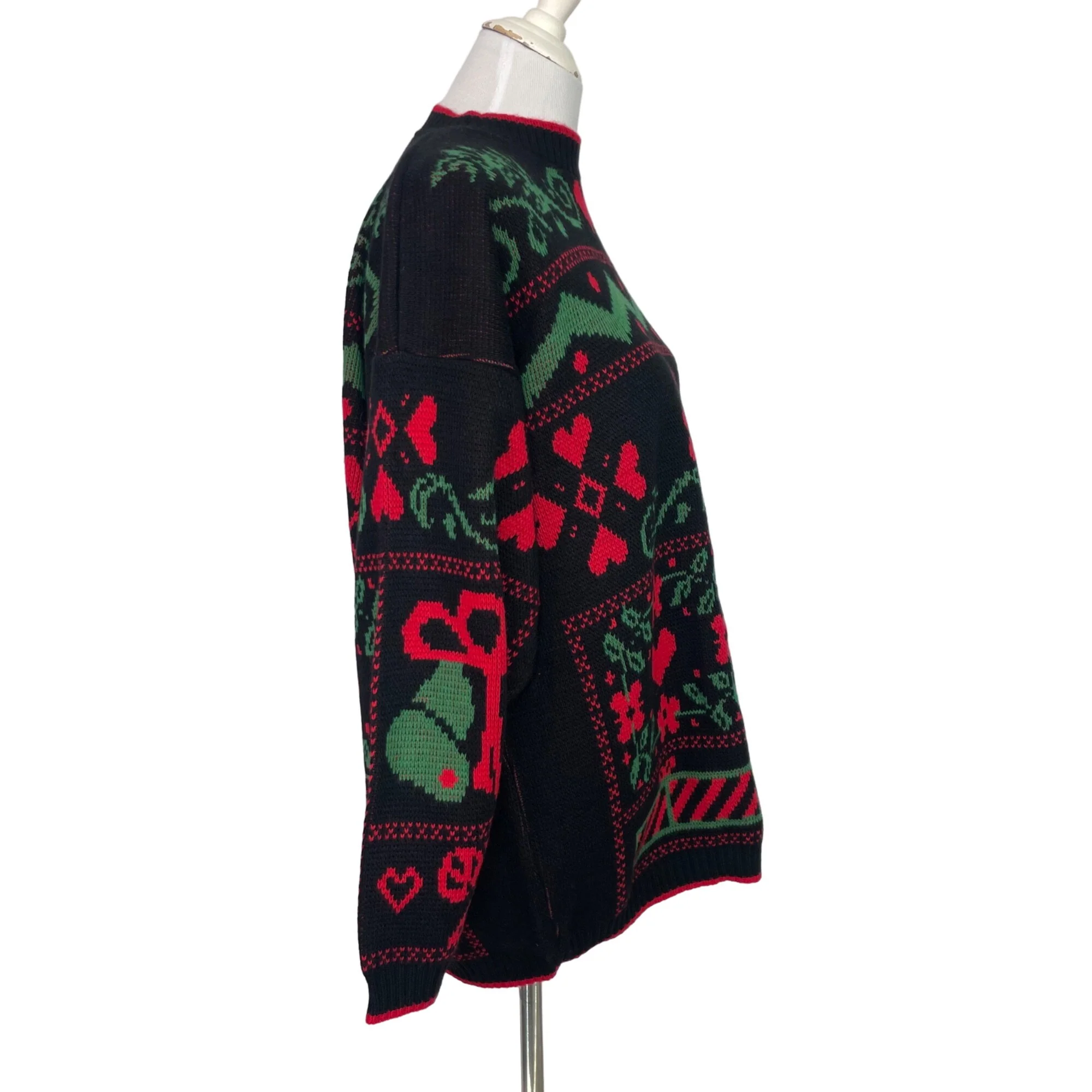80s/90s Oversized Long Black Ugly Holiday Pullover Sweater By Cabin Creek - Image 6