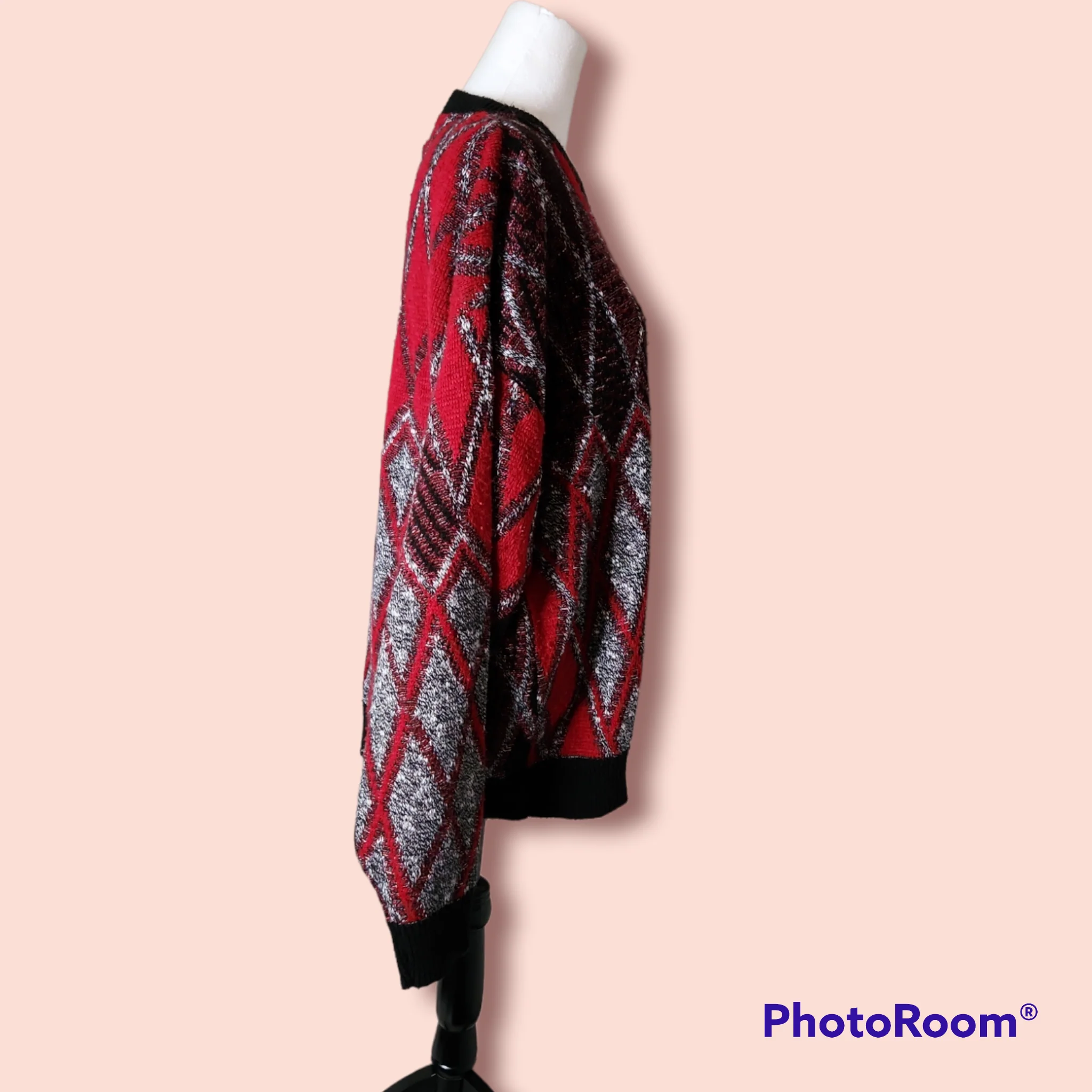 80s/90s Oversized Slouchy Abstract Argyle Grandpa Sweater By Pine State - Image 3