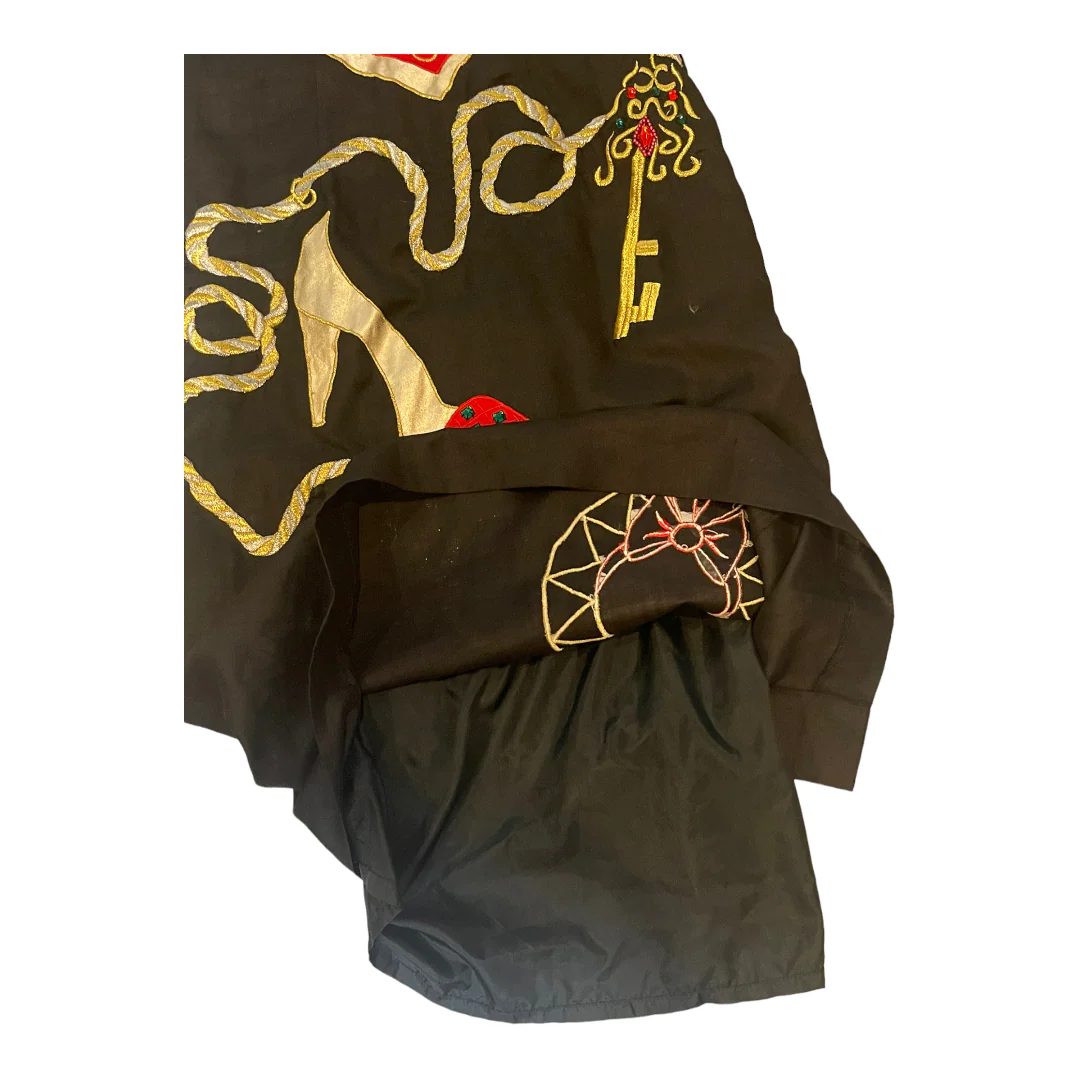 80s/90s Party Novelty Paris Rhinestone Puff Sleeve Dress By Deborah Laws - Image 13