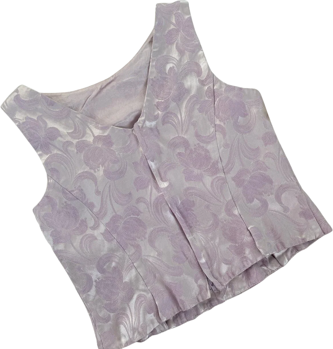 80s/90s Pastel Lavender Floral Brocade Bustier By Scott McClintock - Image 2