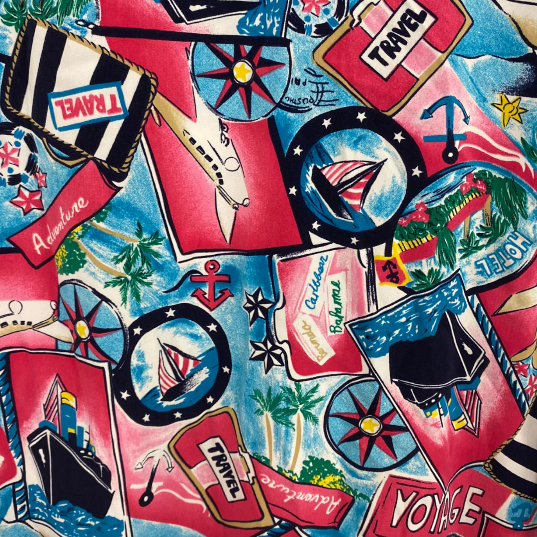 80s/90s Pink Blue Travel Themed Barbiecore Jacket By Koret - Image 5