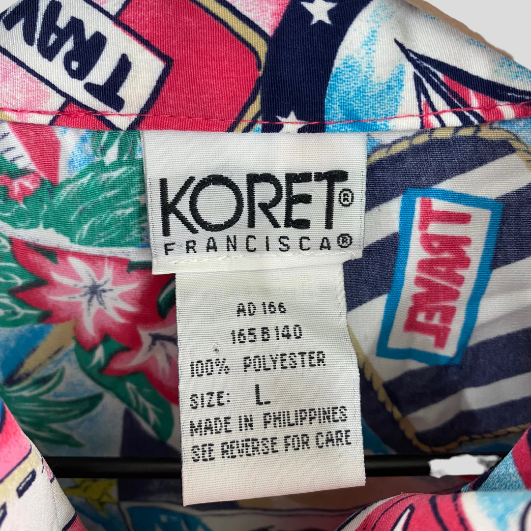 80s/90s Pink Blue Travel Themed Barbiecore Jacket By Koret - Image 7