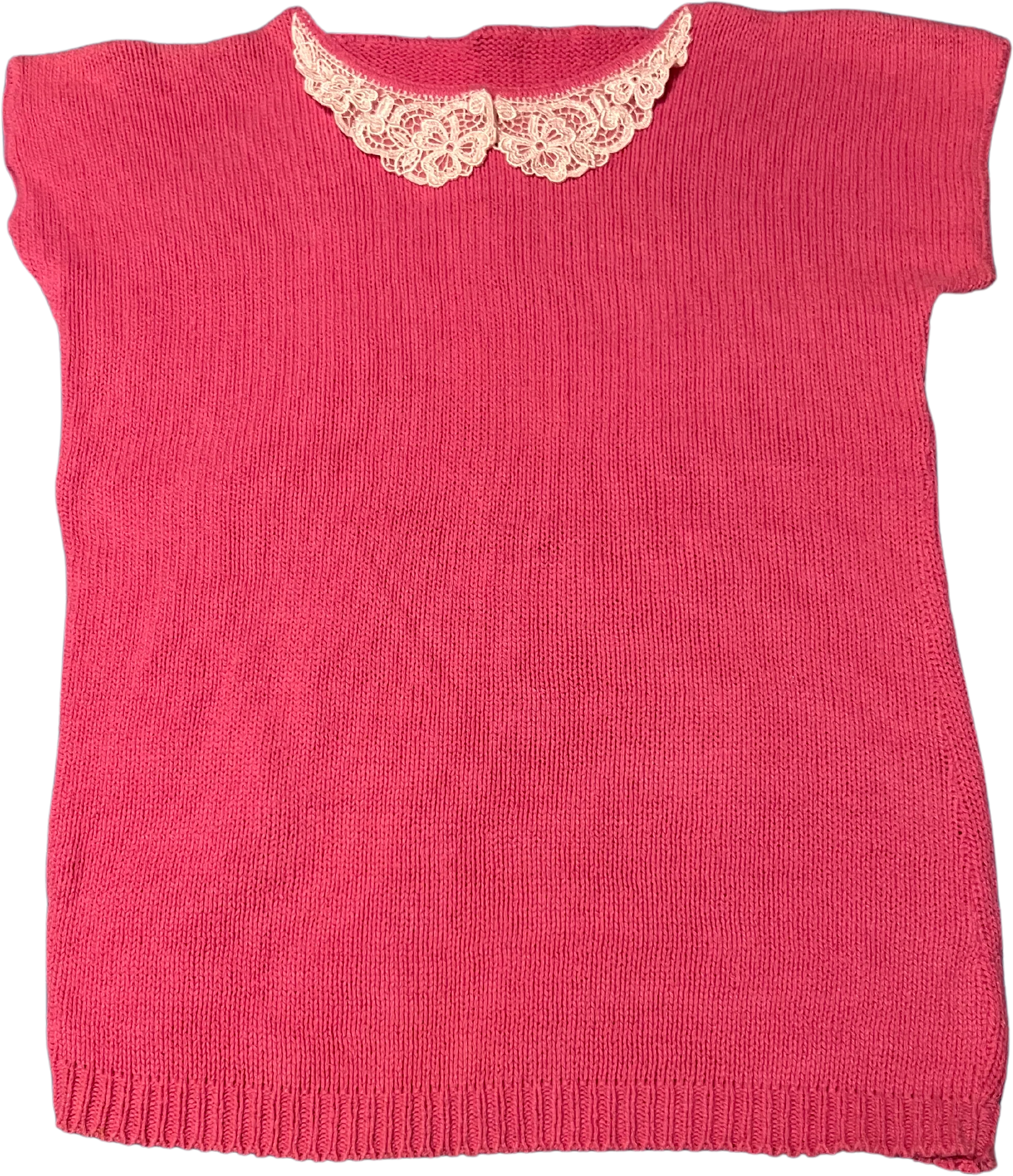 80s/90s Pink Knit Top With Dainty Collar