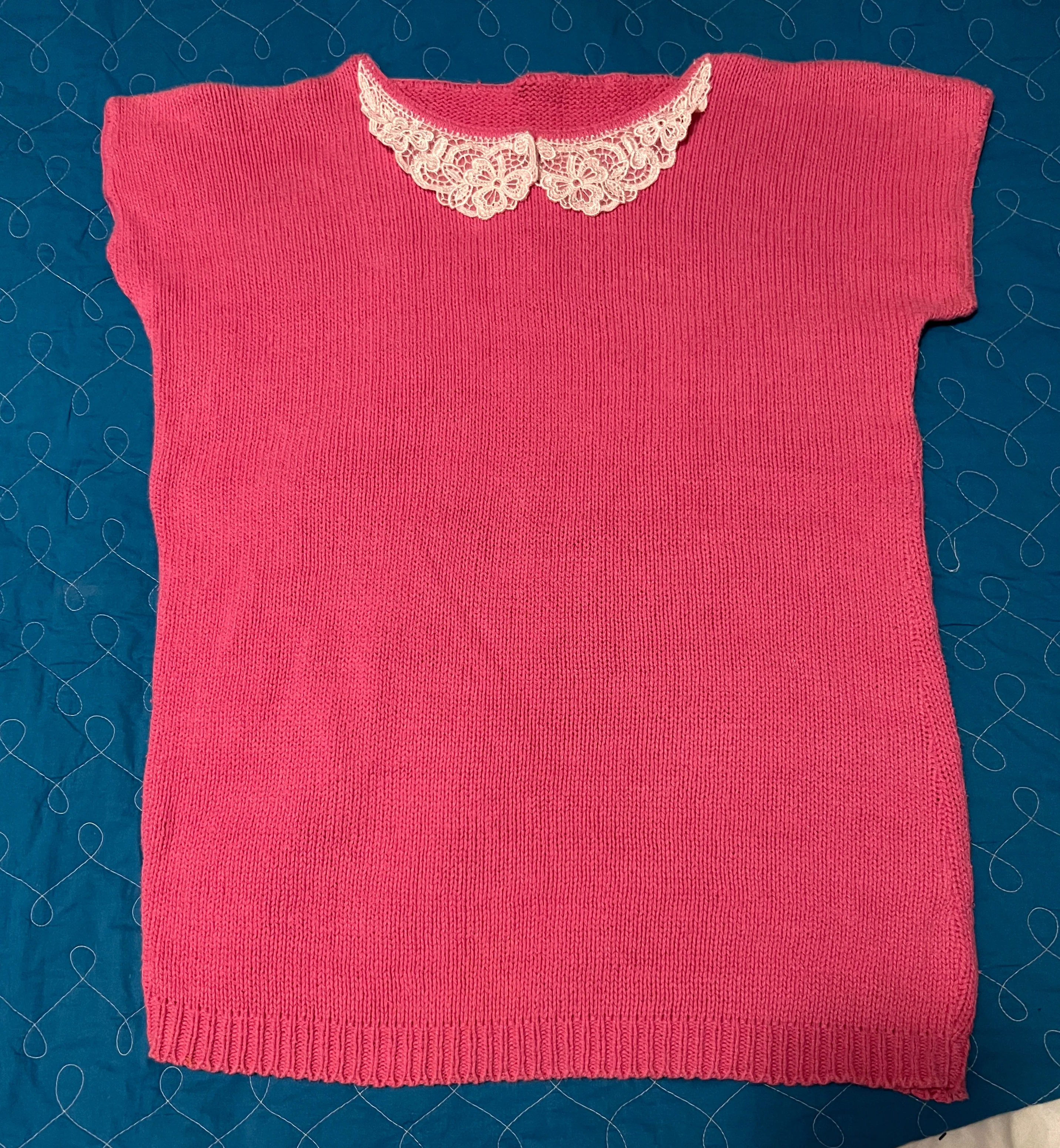 80s/90s Pink Knit Top With Dainty Collar - Image 4