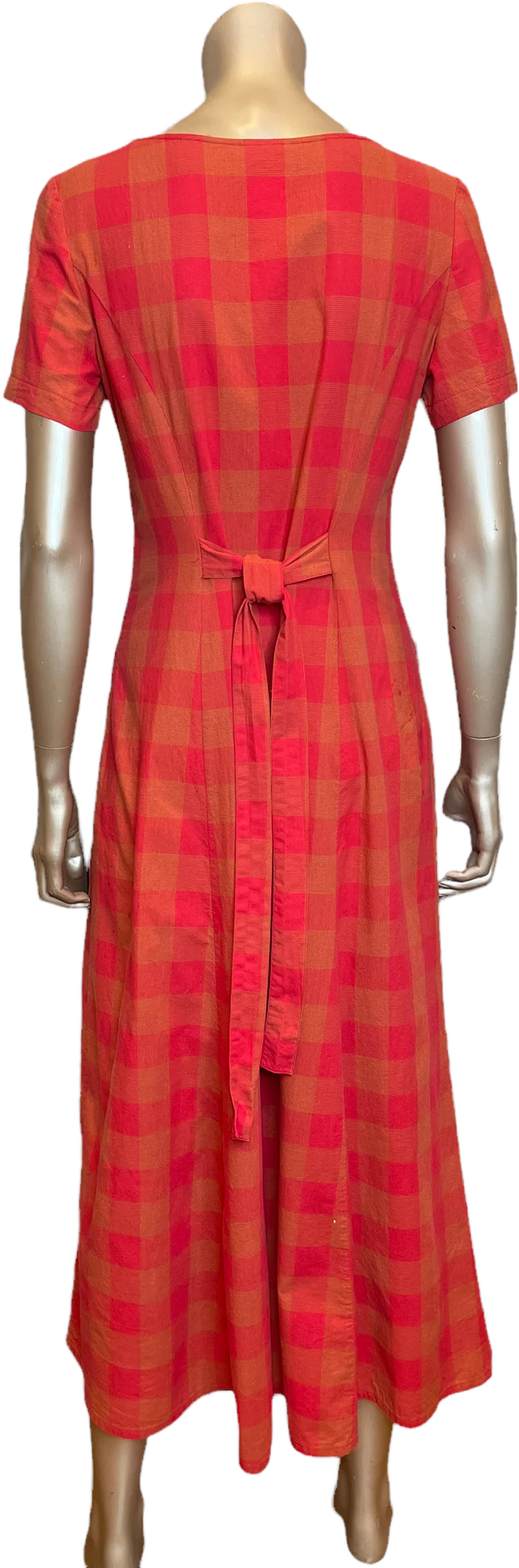 80s/90s Plaid Cotton Dress With Front Pockets And Back Tie By Laura Ashley - Image 2