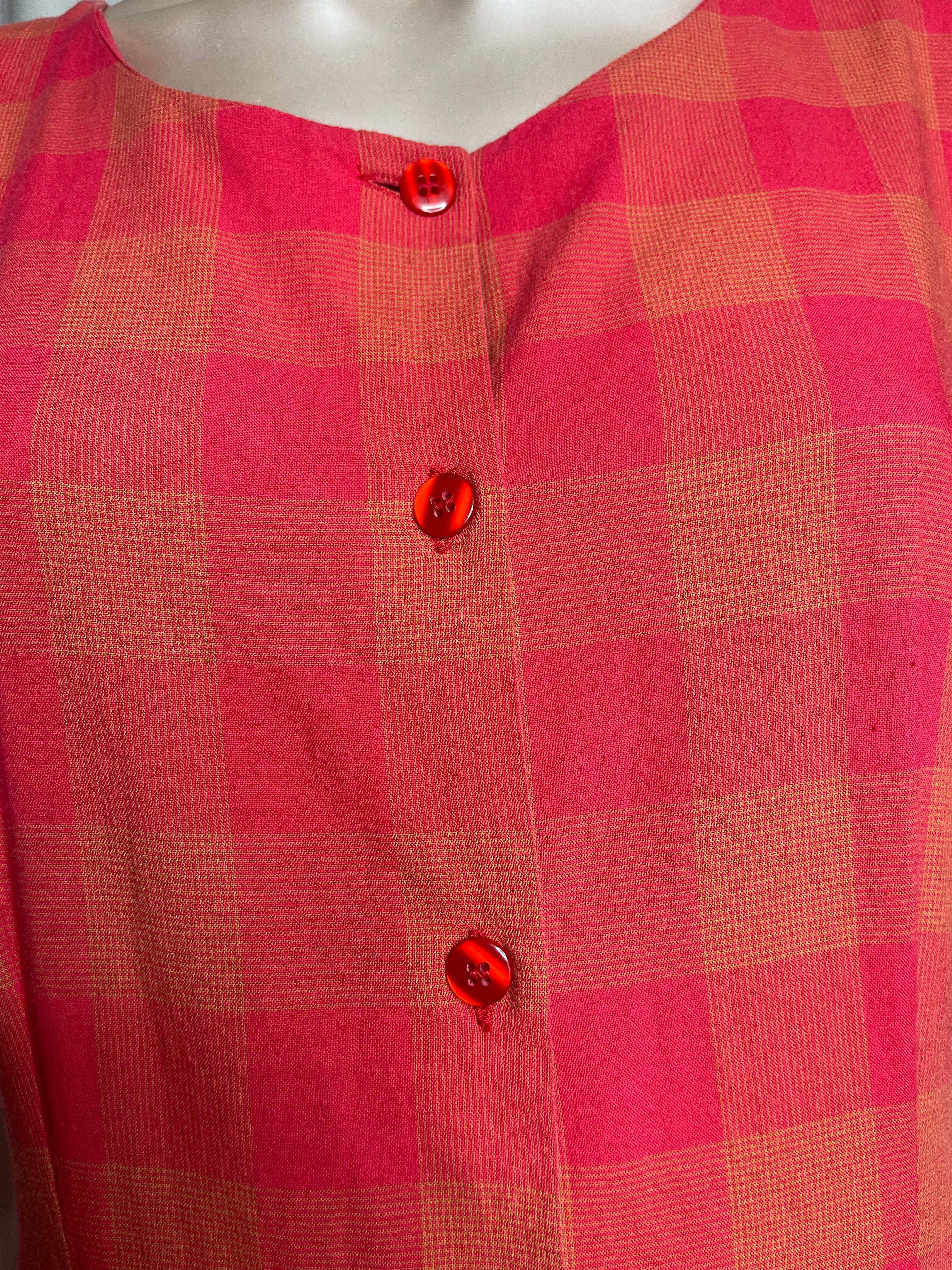 80s/90s Plaid Cotton Dress With Front Pockets And Back Tie By Laura Ashley - Image 4